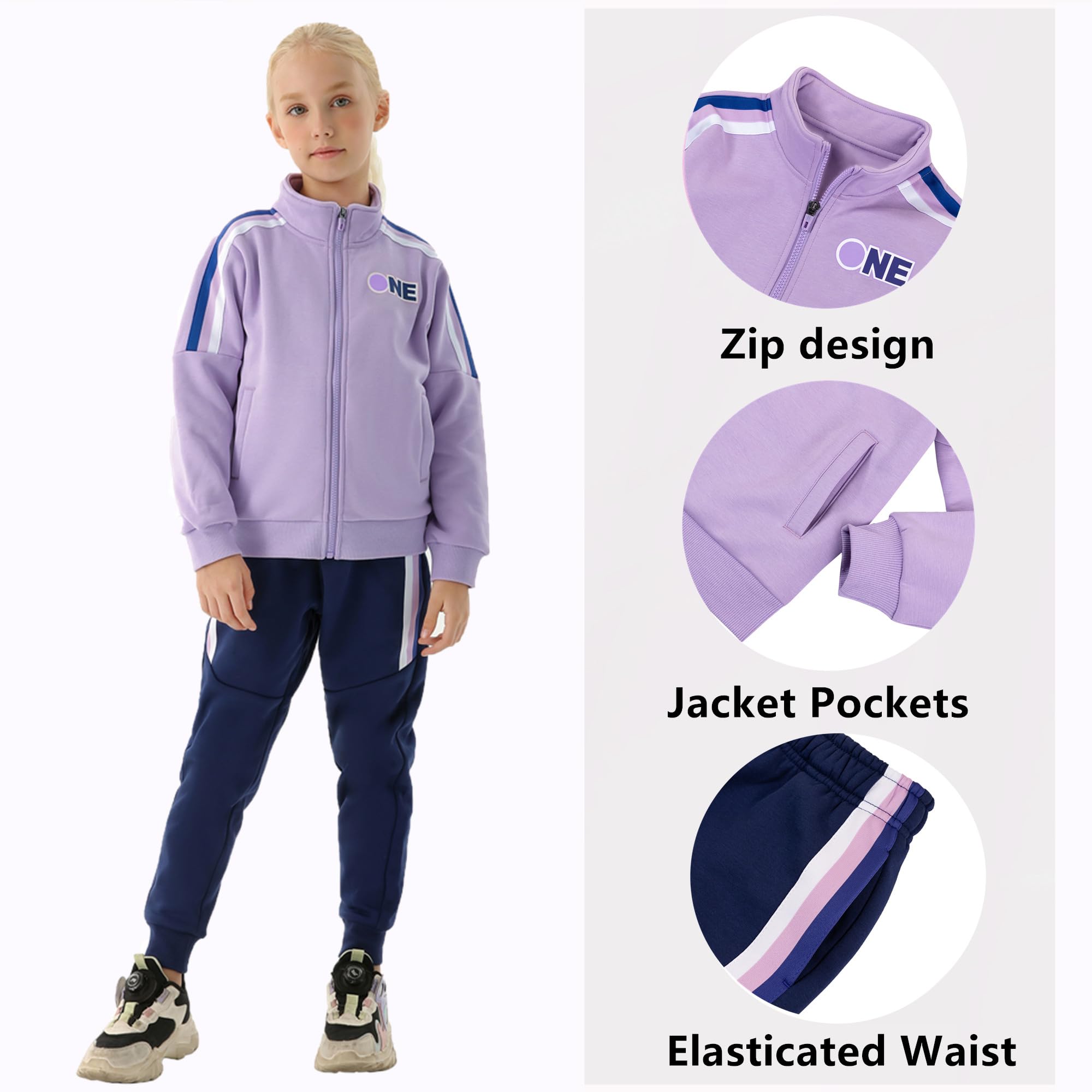 Mädchen Trainingsanzug 2tlg Kinder Jogginganzug Sportanzug Zweiteiliges Bekleidungsset Freizeit Jacke und Hose Sportswear Jogger Set für Kinder (4–15 Jahre)