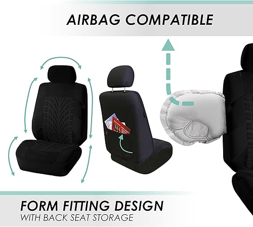 Miniatura 5 de FH GROUP FH-FB071217 Conjunto completo de fundas para asiento de auto de tres filas, se adapta a bolsa de aire y parte trasera, sirve para la
