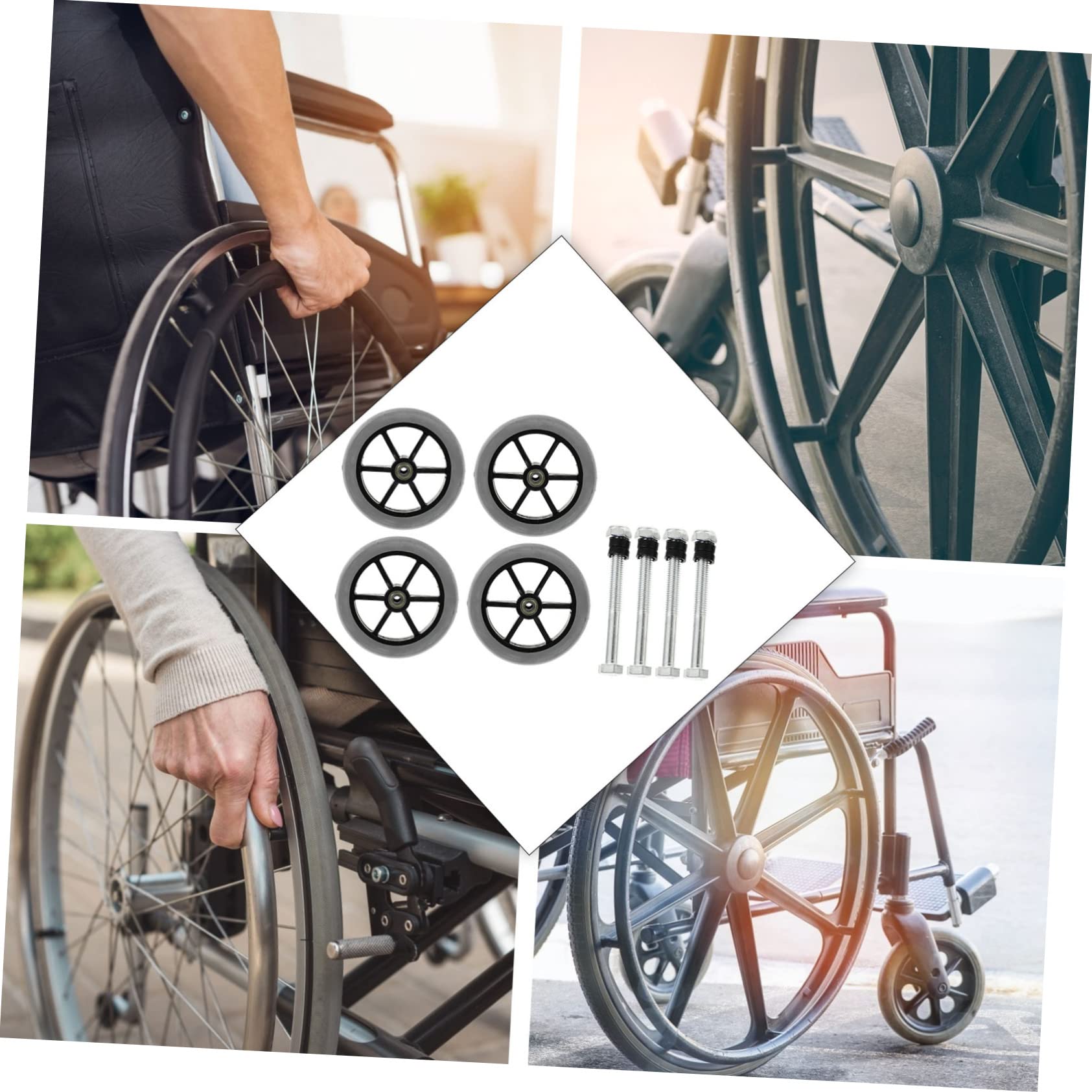 Ruedas Delanteras para Silla de Ruedas, Recambio 4 Piezas Abs Pvc Acero | Repuesto Compatible Andador y Uso Interior o Exterior, Rodaje Suave y Resistente al Desgaste