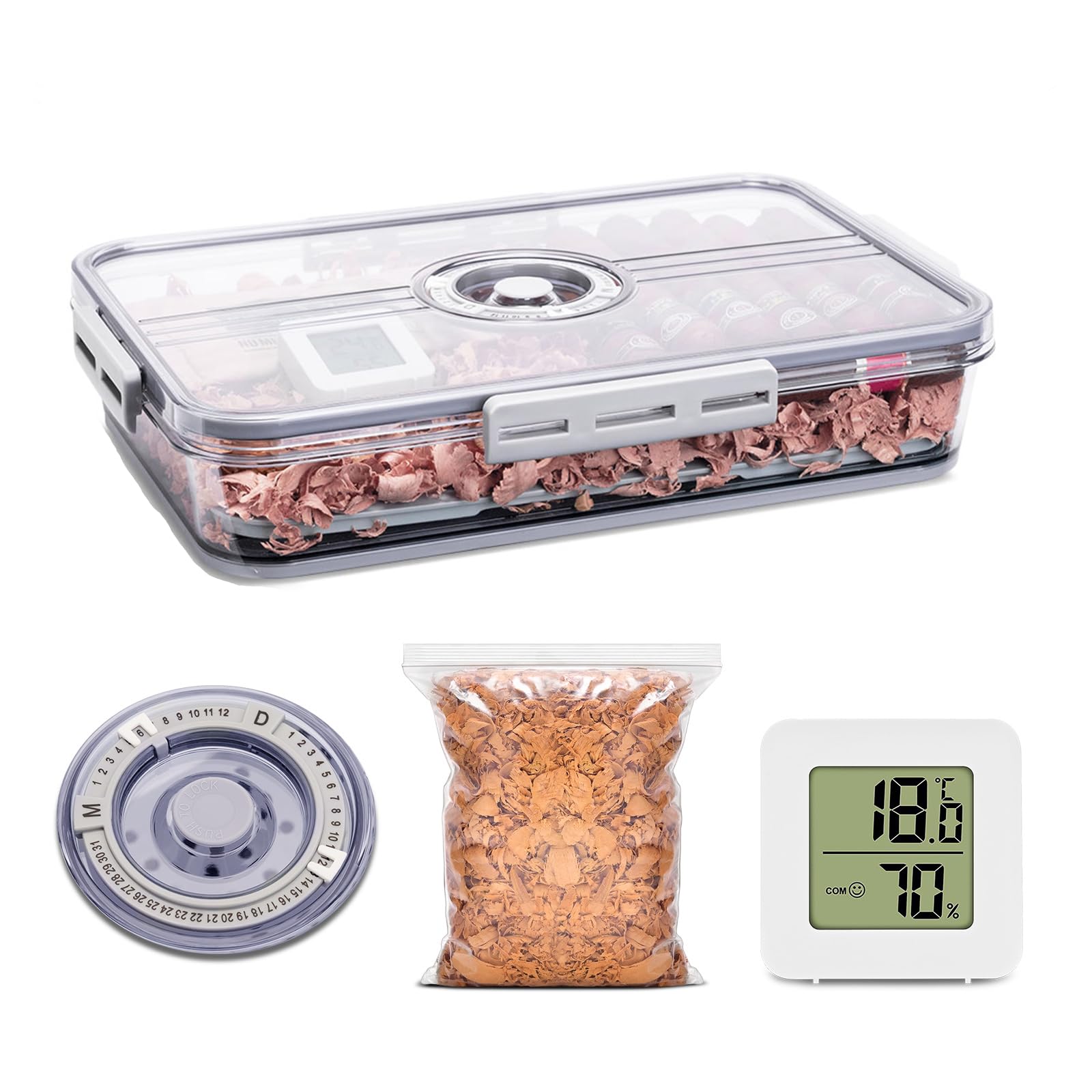 IrAyz Cigar Humidor Acrylic Desktop Cigar Storage Case Box Hold up 30 Cigars with Hygrometer and Cedar Wood Chips(S)