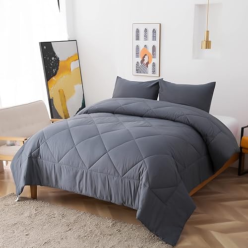 Miniatura 2 de ZUEXVOFY Juego de edredón de Navidad, tamaño King, edredón de microfibra ligera de color sólido con 2 fundas de almohada, juego de cama con pestañas