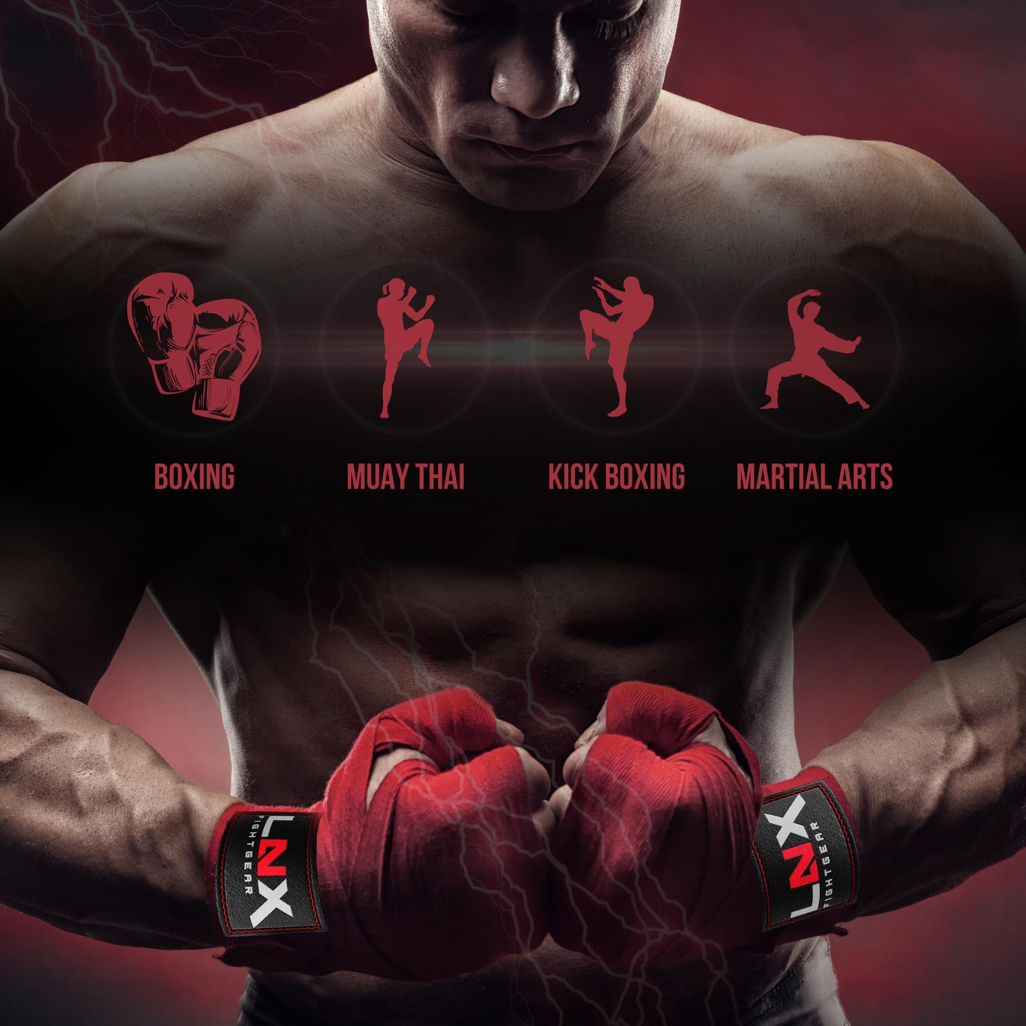LNX Boxbandagen Doppelpack 2,5 3,5 oder 4,5m - Profi Bandagen für Boxen Kickboxen Muay Thai MMA UVM 250 350 450cm