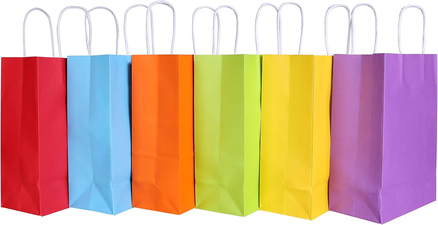 Amаzоn Crаzу 🔥 Dеаlѕ 24 Pieces Kraft Paper Party Favor Gift Bags with Handle Assorted Colors (Rainbow) Buу 1 gеt 1 🔥 24 Pieces Kraft Paper Party Favor Gift Bags with Handle Assorted Colors (Rainbow)
