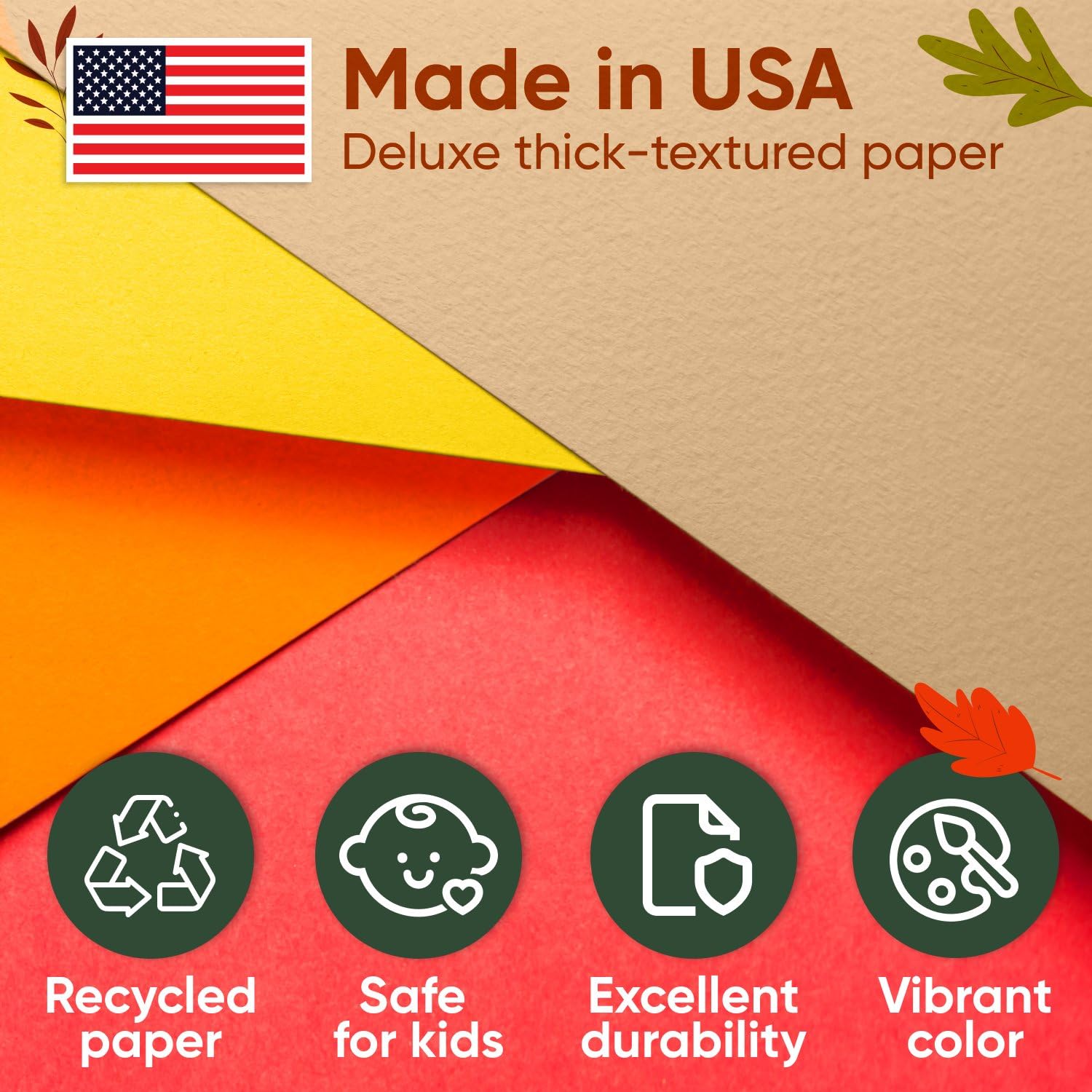 Paclord Lot de rouleaux de papier kraft de 121,9 x 3 048 cm (30,5 m), 20,4 kg – Marron, orange, jaune, rouge – Fabriqué aux États-Unis pour travaux manuels, bricolage, école, emballage cadeau