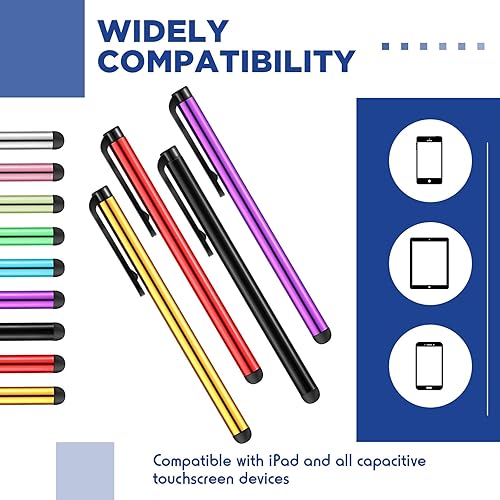 Miniatura 3 de Konohan Paquete de 200 lápices ópticos para pantallas táctiles, pantalla capacitiva, alta sensibilidad, metal, tableta, bolígrafo universal de punta