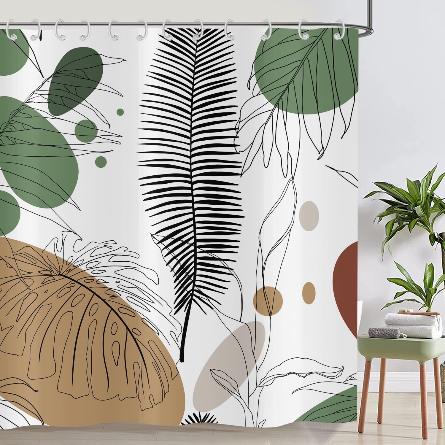 ASDCXZ Boho Leaves Shower Curtain 180x200 cm - Image 2