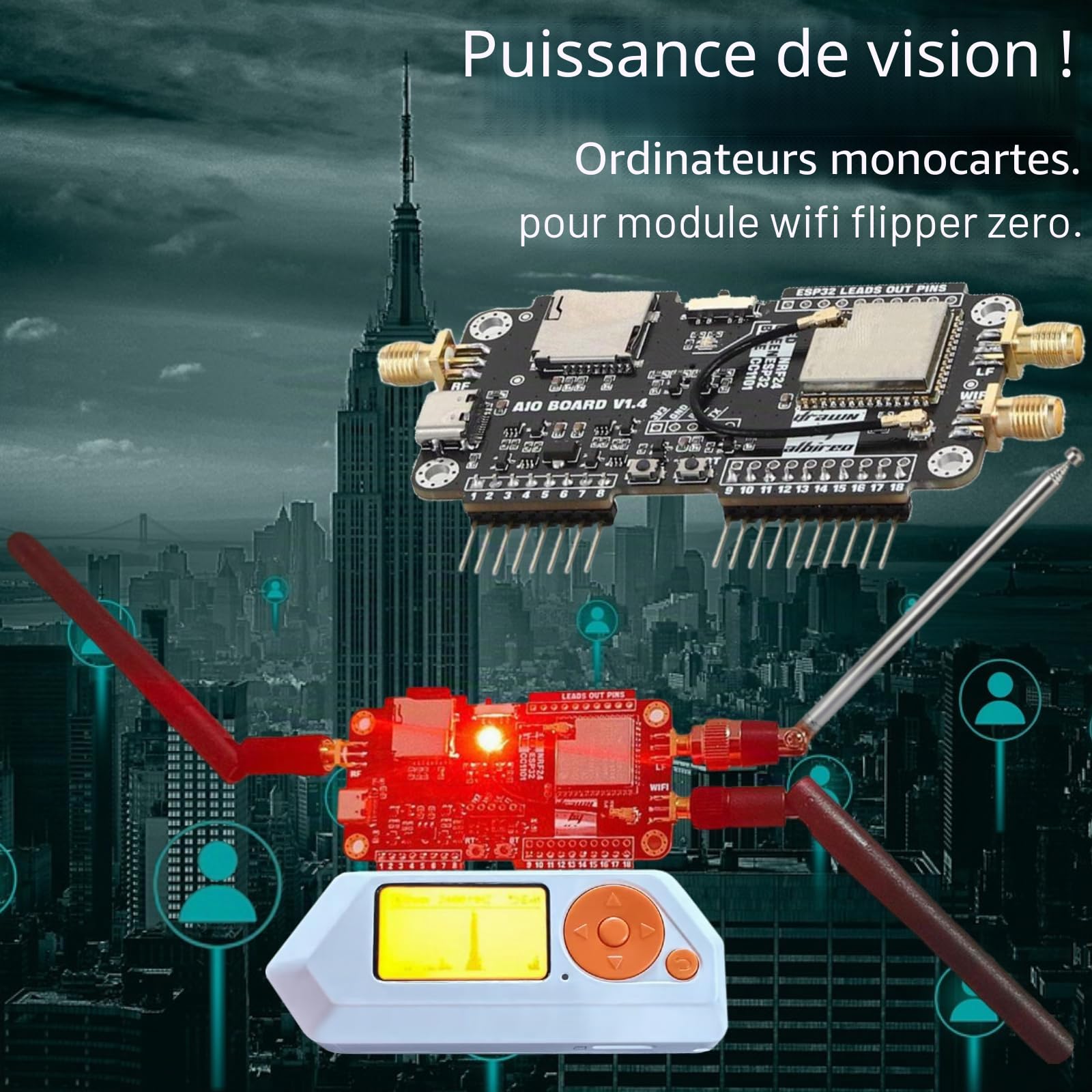 pour le module Flipper Xero Wifi, 2,4 g/5 GHz pour le module de modification Flipper Zero, carte d'extension, carte de développement de Wi-Fi multiplaque, prend en charge le module NRF/Sniffer