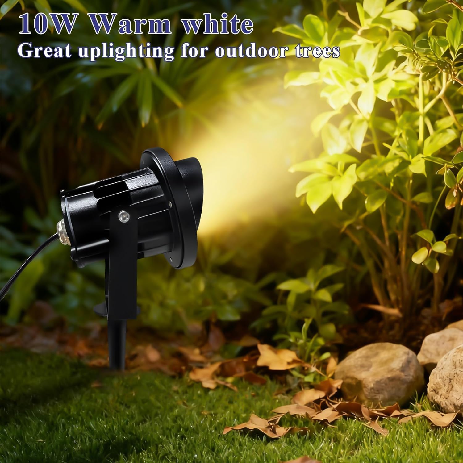 4 Stück Gartenbeleuchtung LED mit Strom Warmweiß 10W LED Gartenstrahler mit Erdspieß IP65 Wasserdicht Gartenleuchte für Außen Garten Wegen Rasen Hof (1,5 m Kabel mit Stecker)