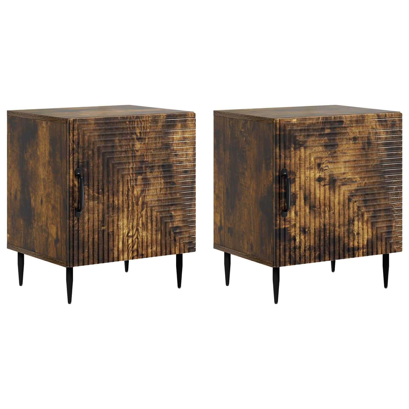 Table de chevet en bois chêne fumé et pieds métal au design industriel