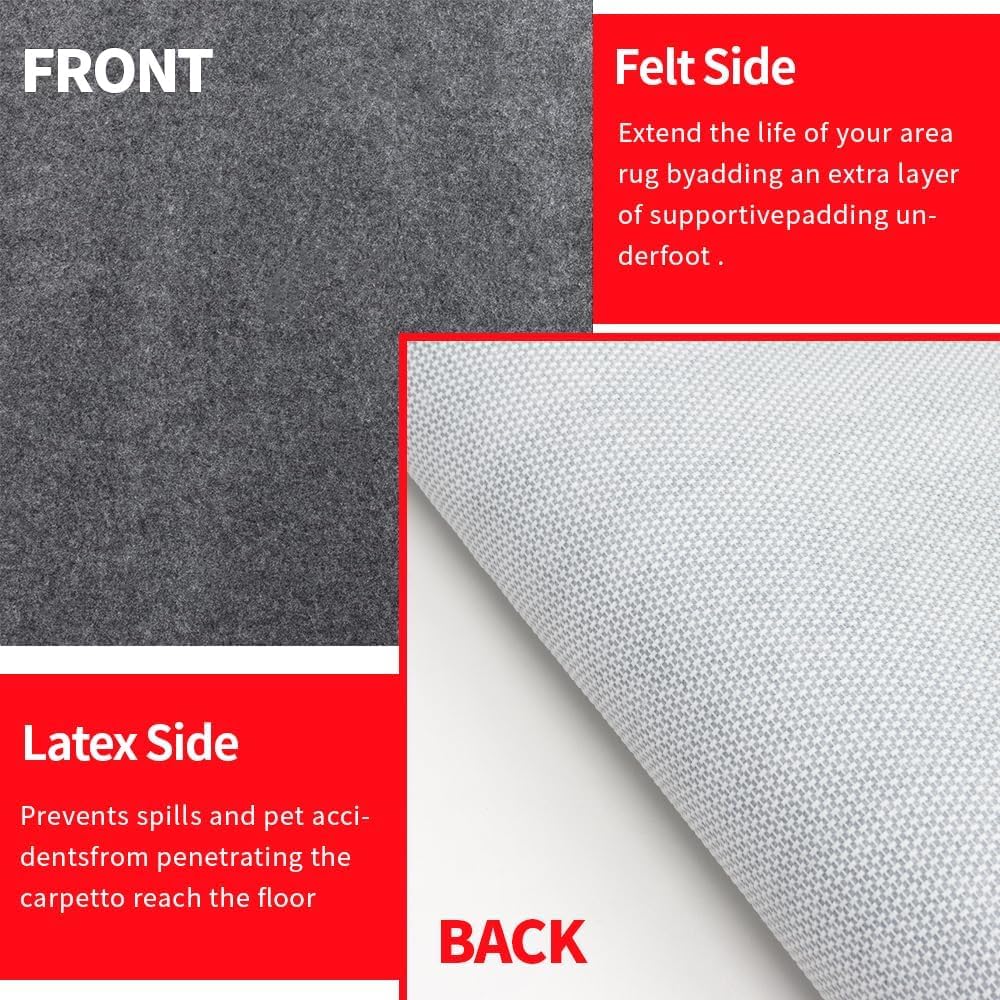 Tapis rond imperméable de 1,5 m - Antidérapant - Pour tous les sols et finitions - Tapis en feutre pour sols en bois dur - Maintient les tapis en place doux et sûrs (5TF)
