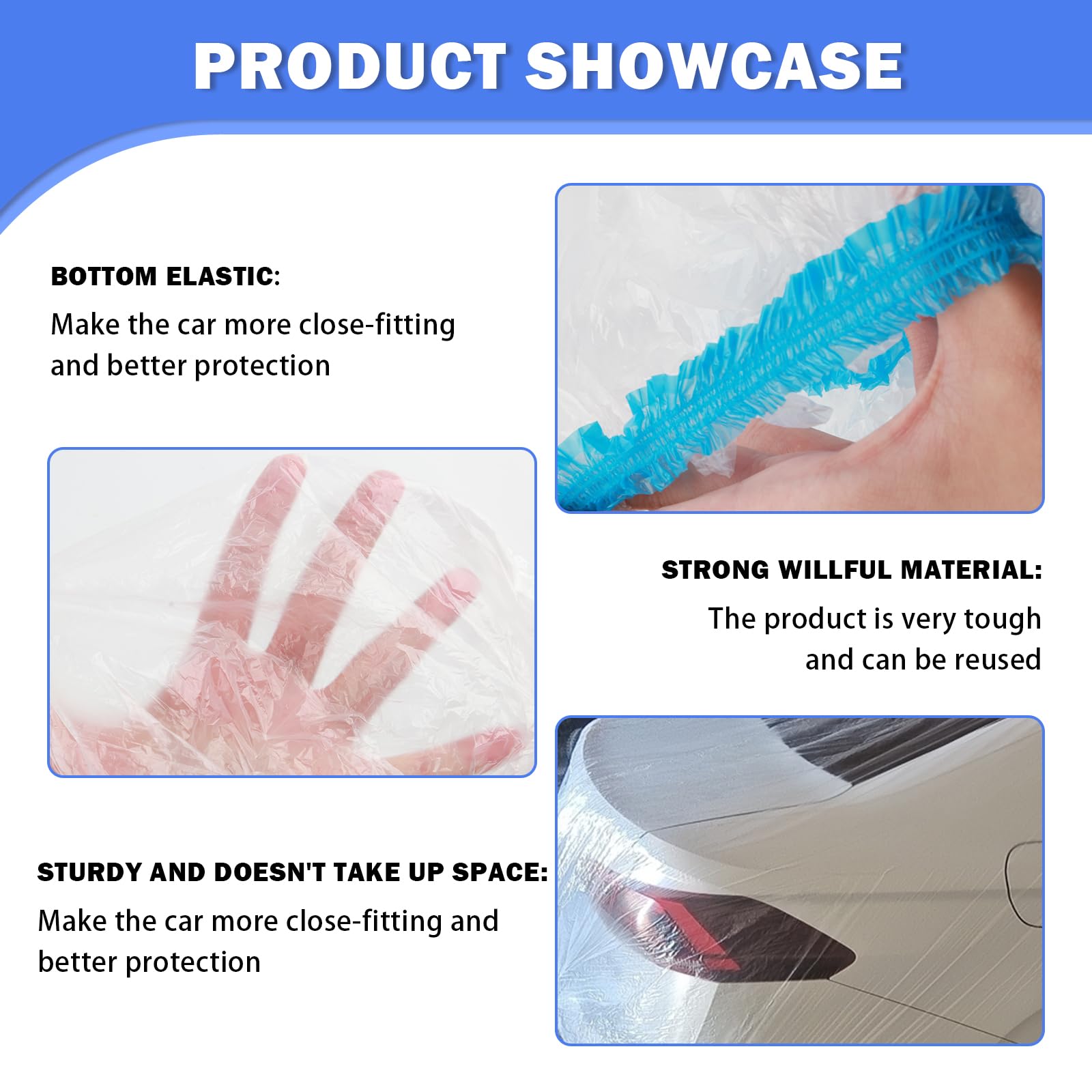 Plastic Car Cover with Elastic Cord 21 32x12 46 Ft Car Covers for Automobiles to Isolate from Dust — view 4