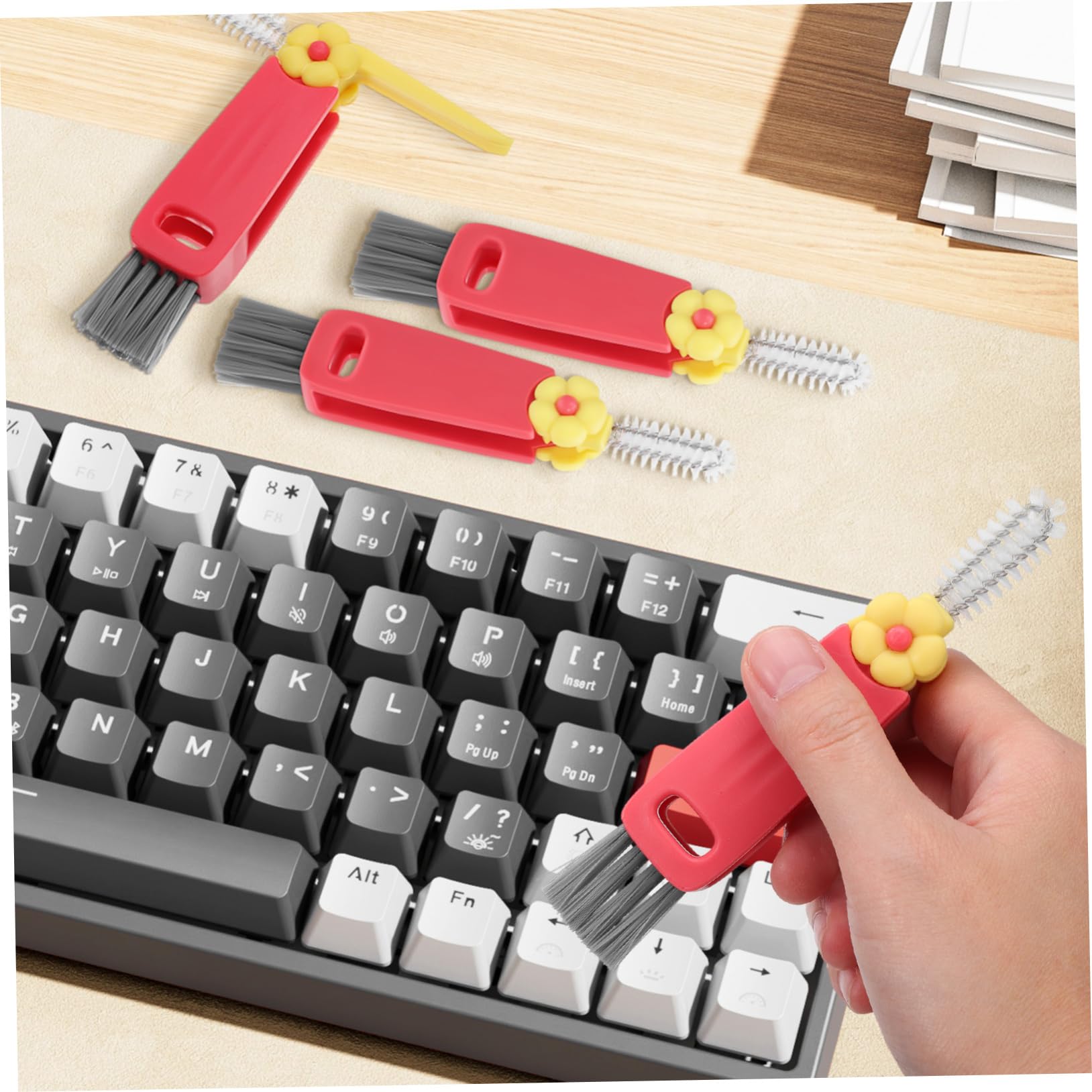 IWOWHERO 3-Piece Bottle Lid Brush Set Mini Gap Cleaning Brush for Bottles Cup Lids Caps Crevice Cleaning Tools