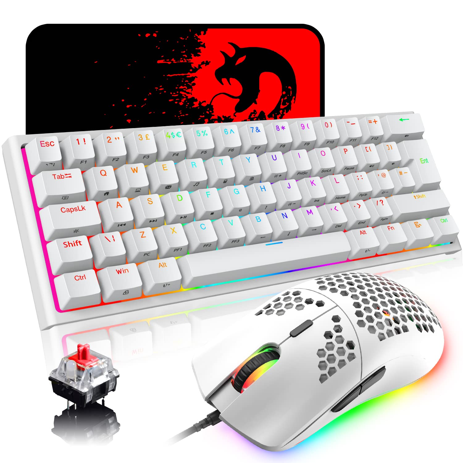 Buy Mechanical Keyboard and Mouse Combo,RGB Backlit 60 Percent Keyboard