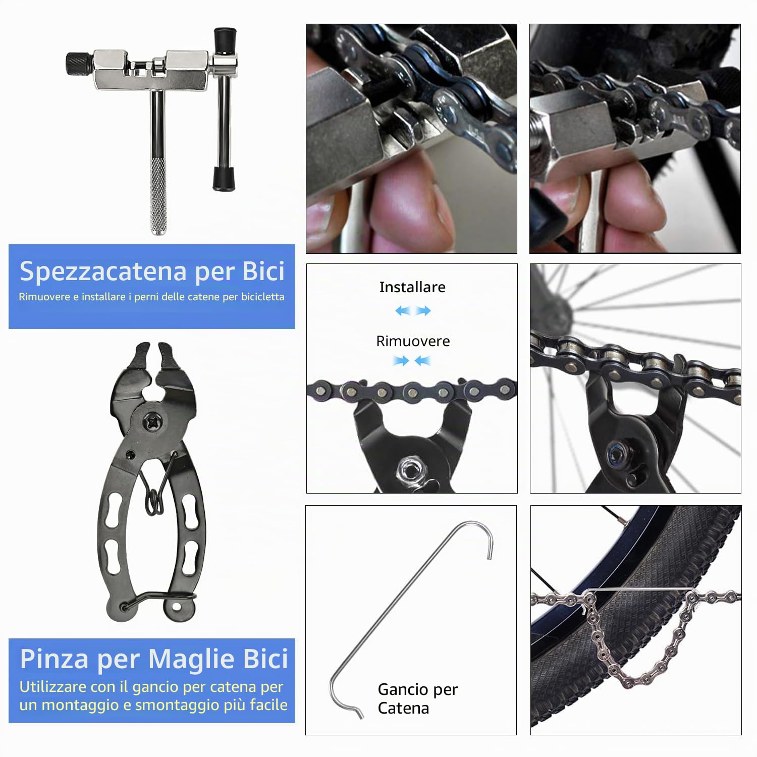 Set di Attrezzi per Bicicletta, Strumento di Rimozione della Cassetta per Bicicletta con Chiave di Rimozione della Cassetta Strumento per Movimento Centrale Svitacatena