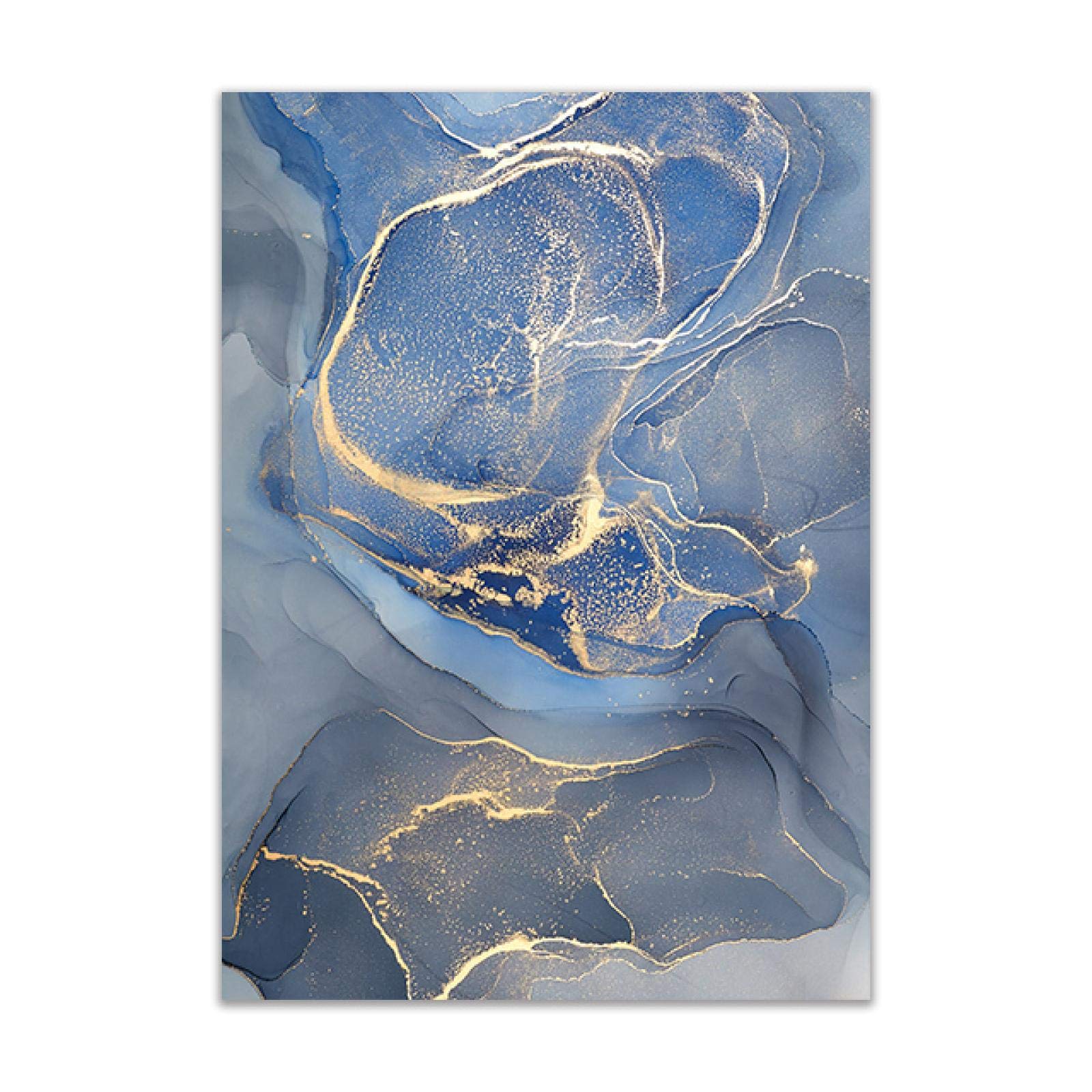 Textura de mármol abstracto cartel de oro azul arte de la pared impresión estilo moderno lienzo nórdico pintura de tinta decorativa decoración del hogar 40x50cmx3 con marco