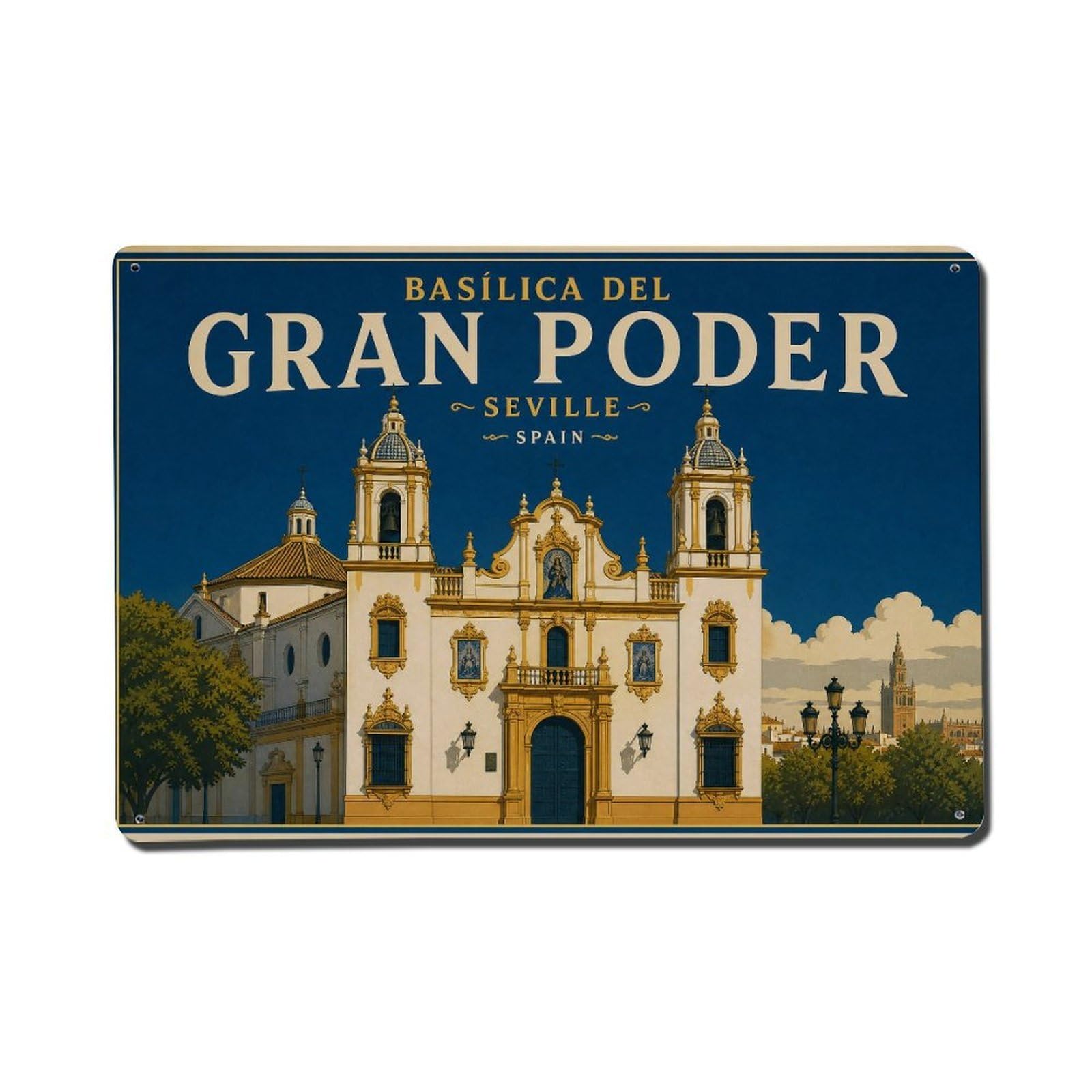 Metal Tin Sign Spain Seville Vintage Travel