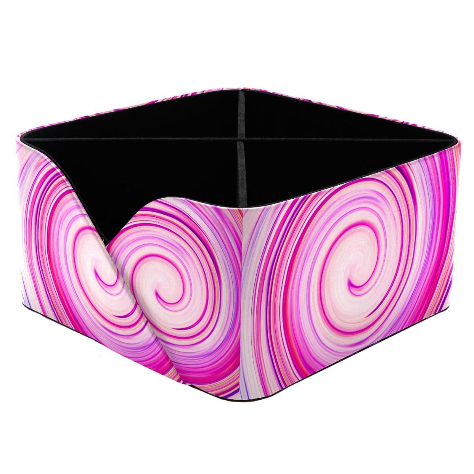 KengjuTesu Purple Spiral Print Desktop Organizer Pen Holder, Rectangular Pencil Cup for Office, Study and Makeup Stations