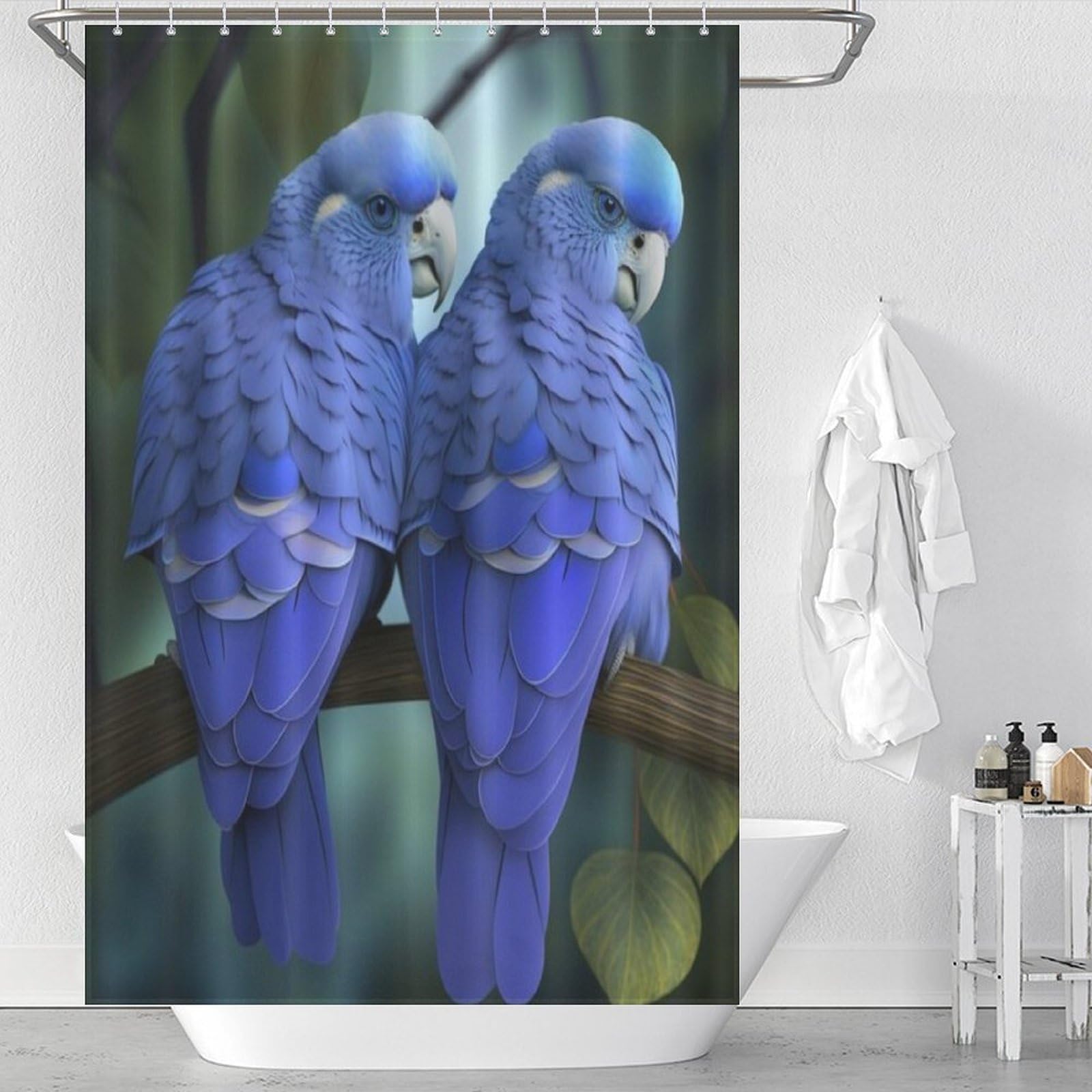Rideau de douche perroquet pour transformer votre salle de bain en une oasis tropicale