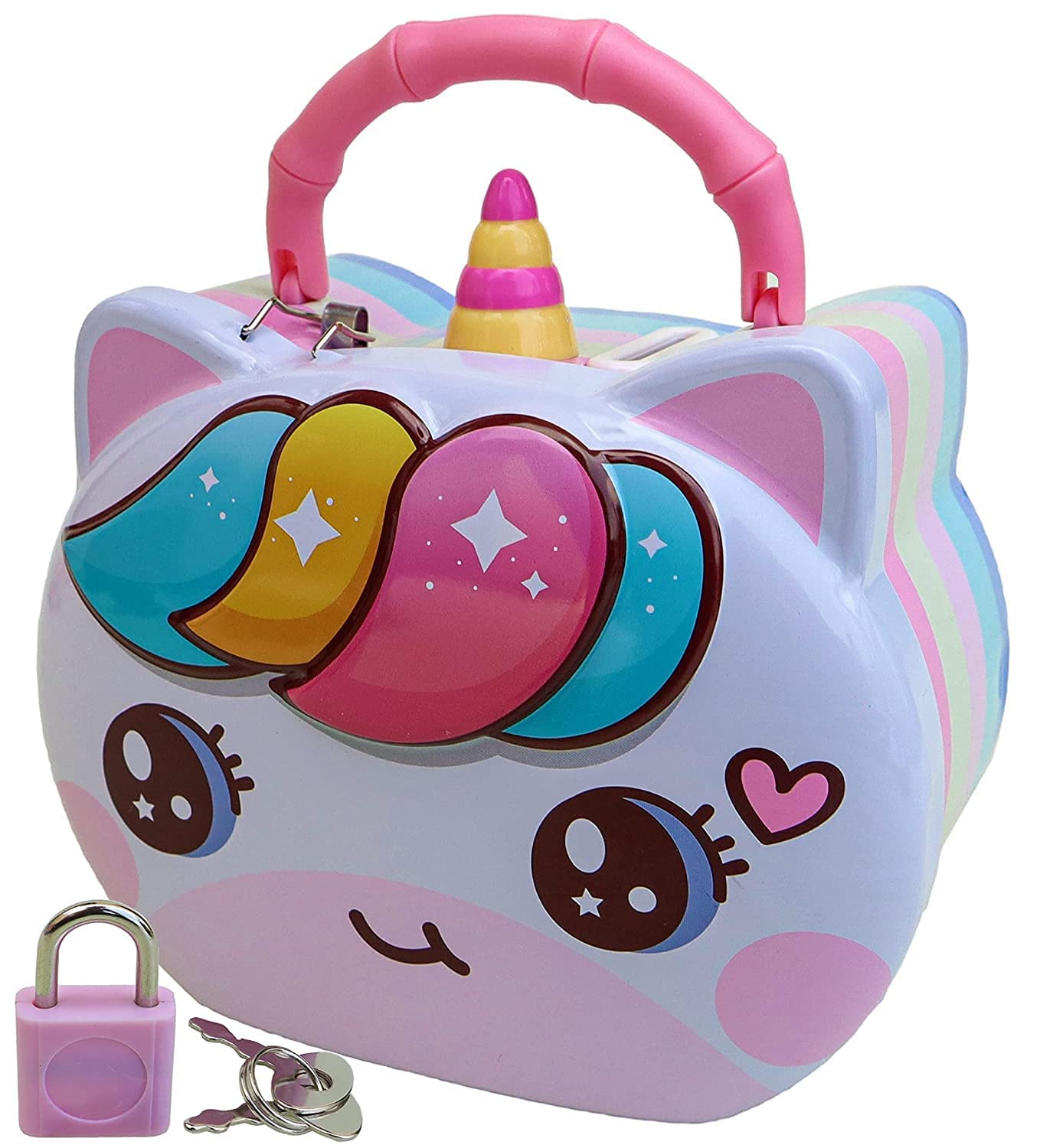 NETIGEMS Unicorn Money Safe Piggy Bank With Lock Savings Bank For Kids Made Of Tin Metal, Modern, Multi-coloured (B0BKPW15YP) Amazon Price History, Amazon Price Tracker