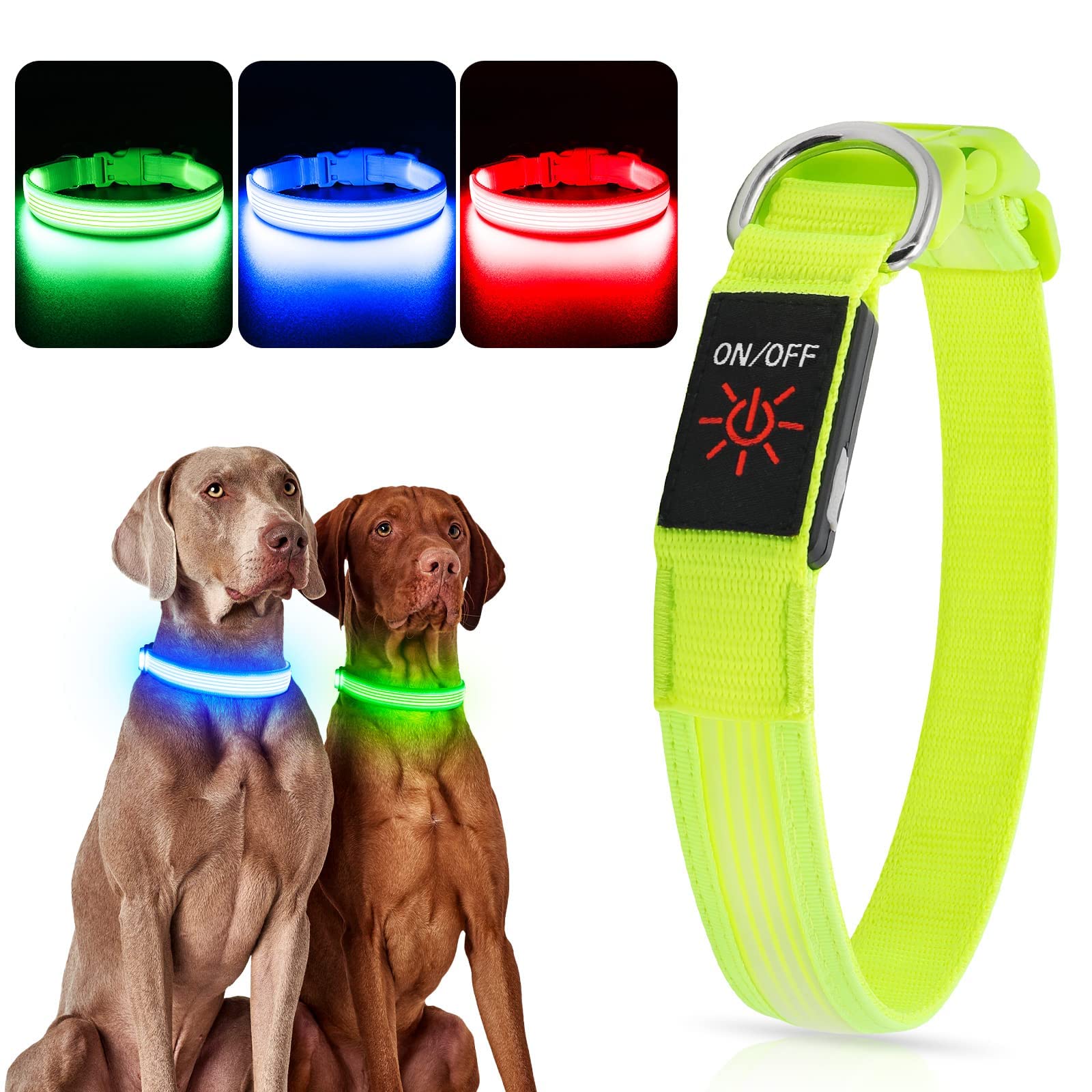 YFbrite Light up Dog Collar, USB Rechargeable LED Pet Collar, Flashing Night Visibility Neckwear - Image 2