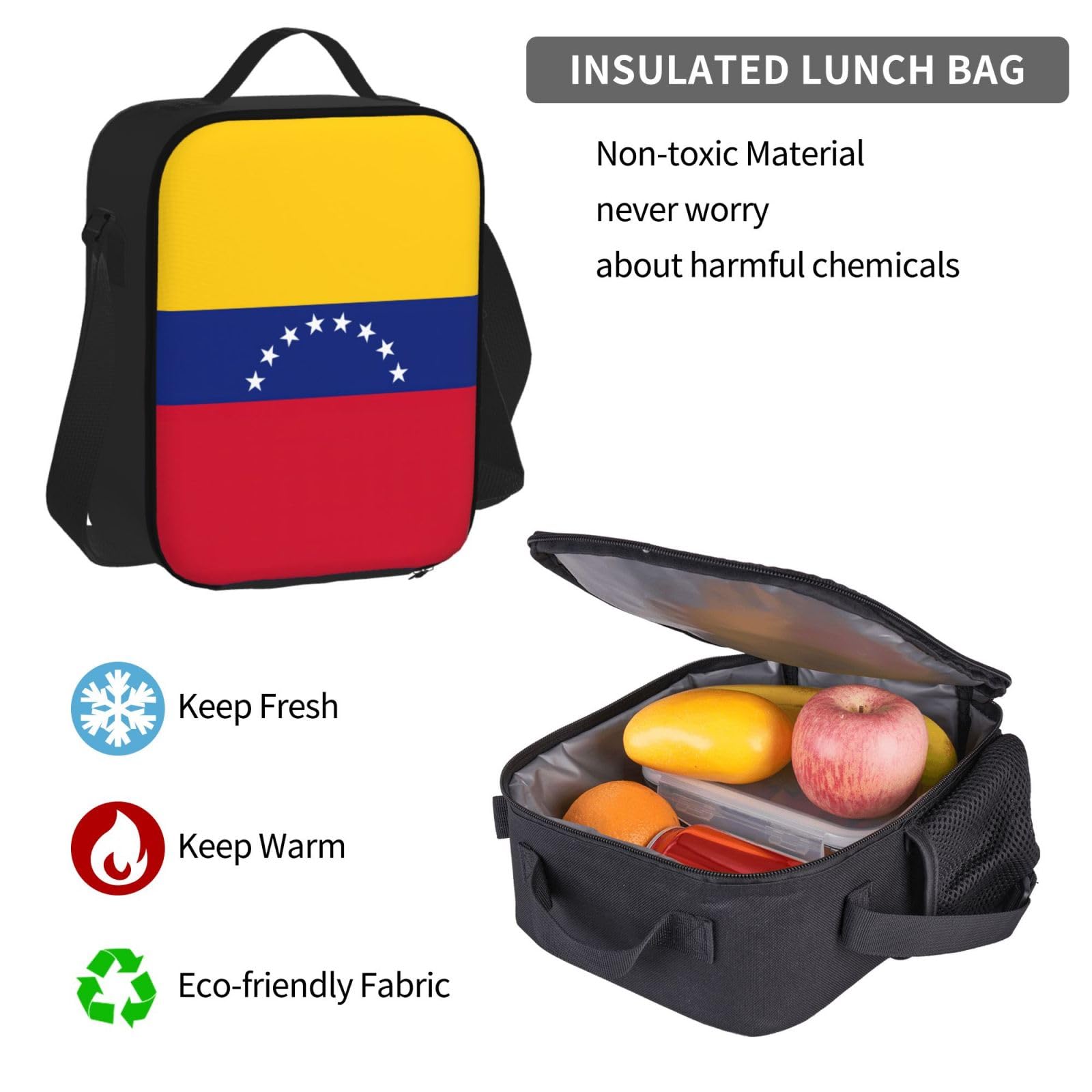 Flaga Wenezueli plecak dziecko chłopcy dziewczęta pudełko na lunch szkoła torba zestaw uczniów szkoły student prezent, Czarny, One Size, Bagaż