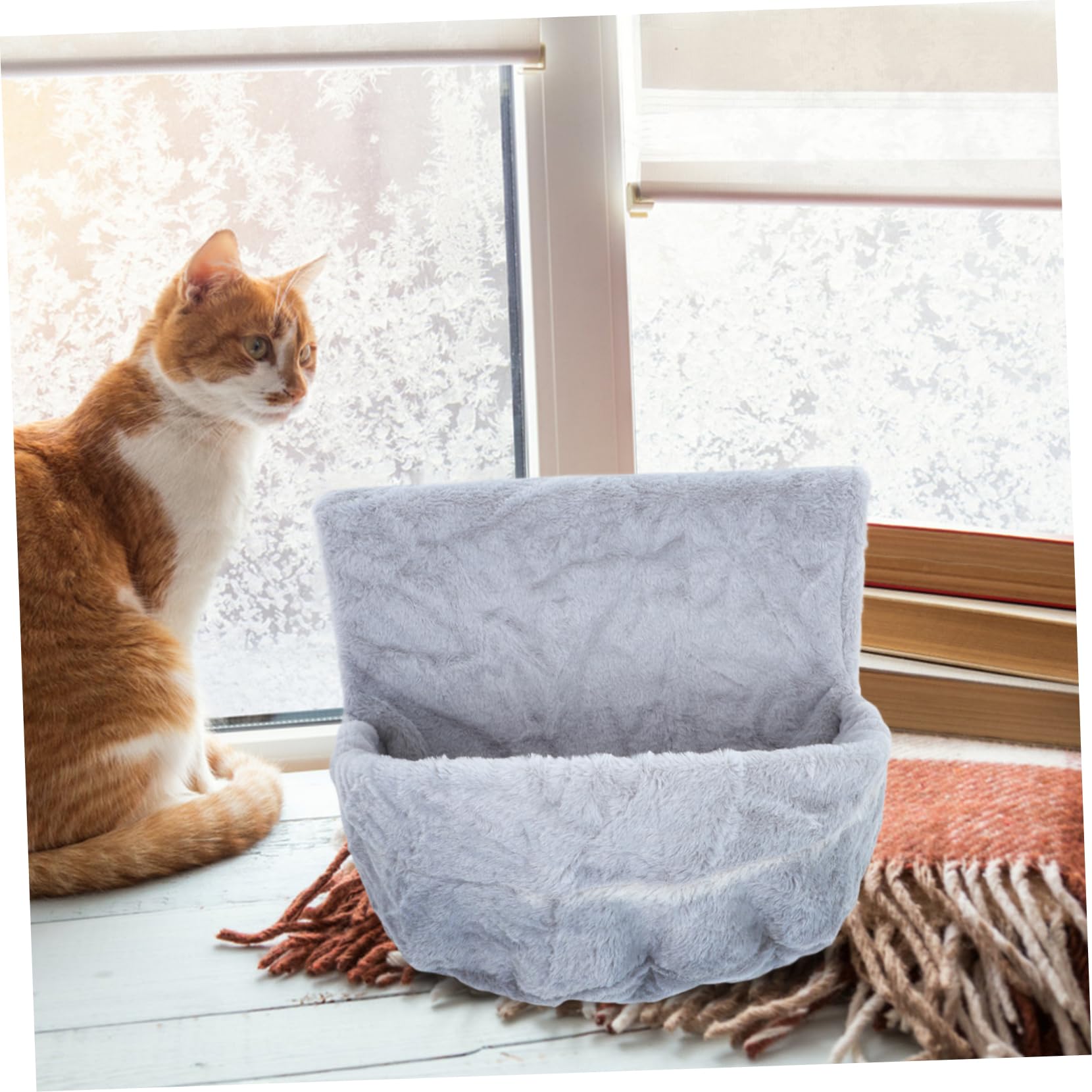 COLLBATH Amaca per Gatto da Appendere alla Finestra Peluche Caldo Pieghevole Pratica e Versatile per Ambienti Interni Nelle Stagioni Fredde