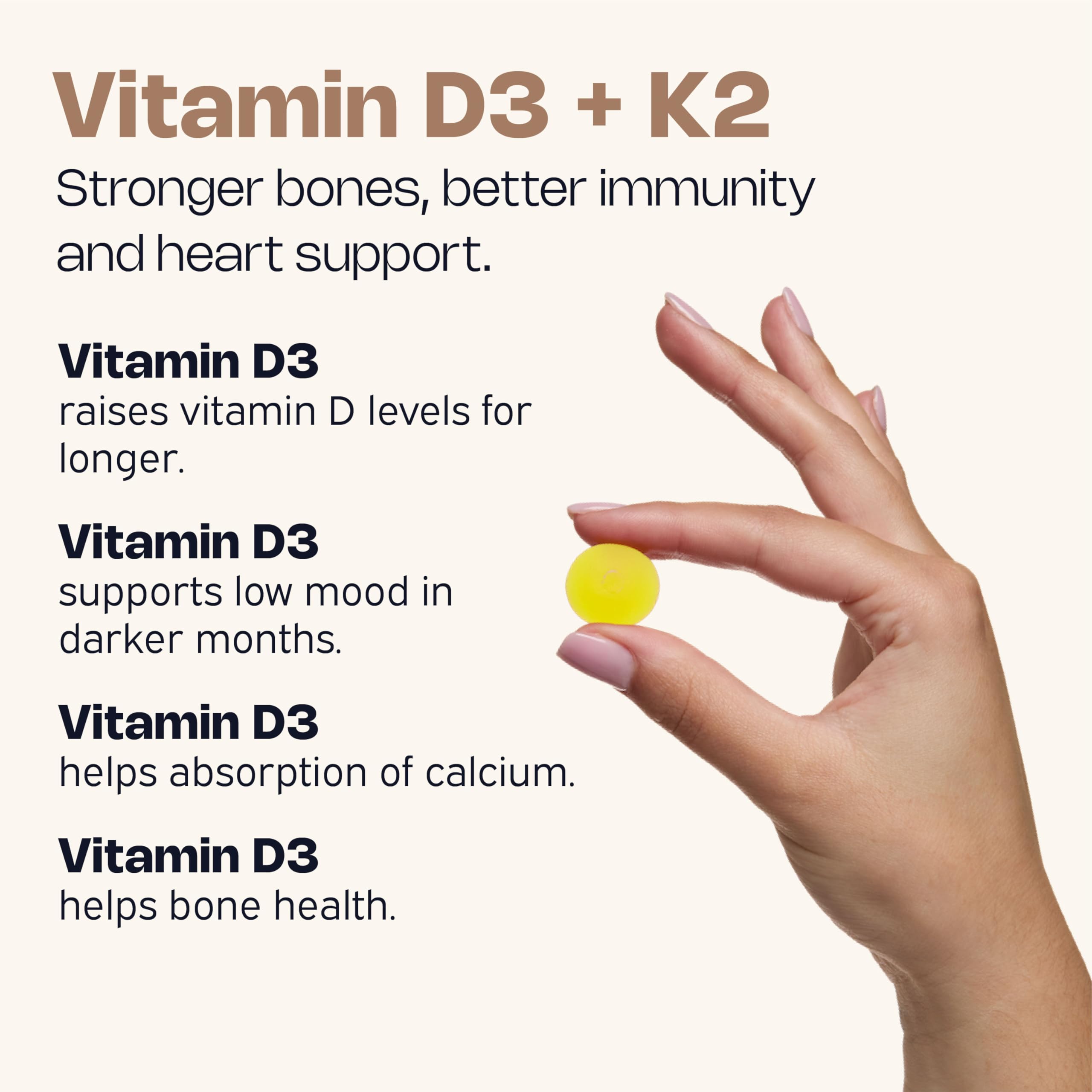 Nutriburst Vitamin D3 (200IE) + K2 (100µg) Multipack - Essentielle Nährstoffe zur Unterstützung der Knochengesundheit, Skelett- & Immunfunktion - Vegan & Zuckerfrei - 180 Zitronengummis - 3