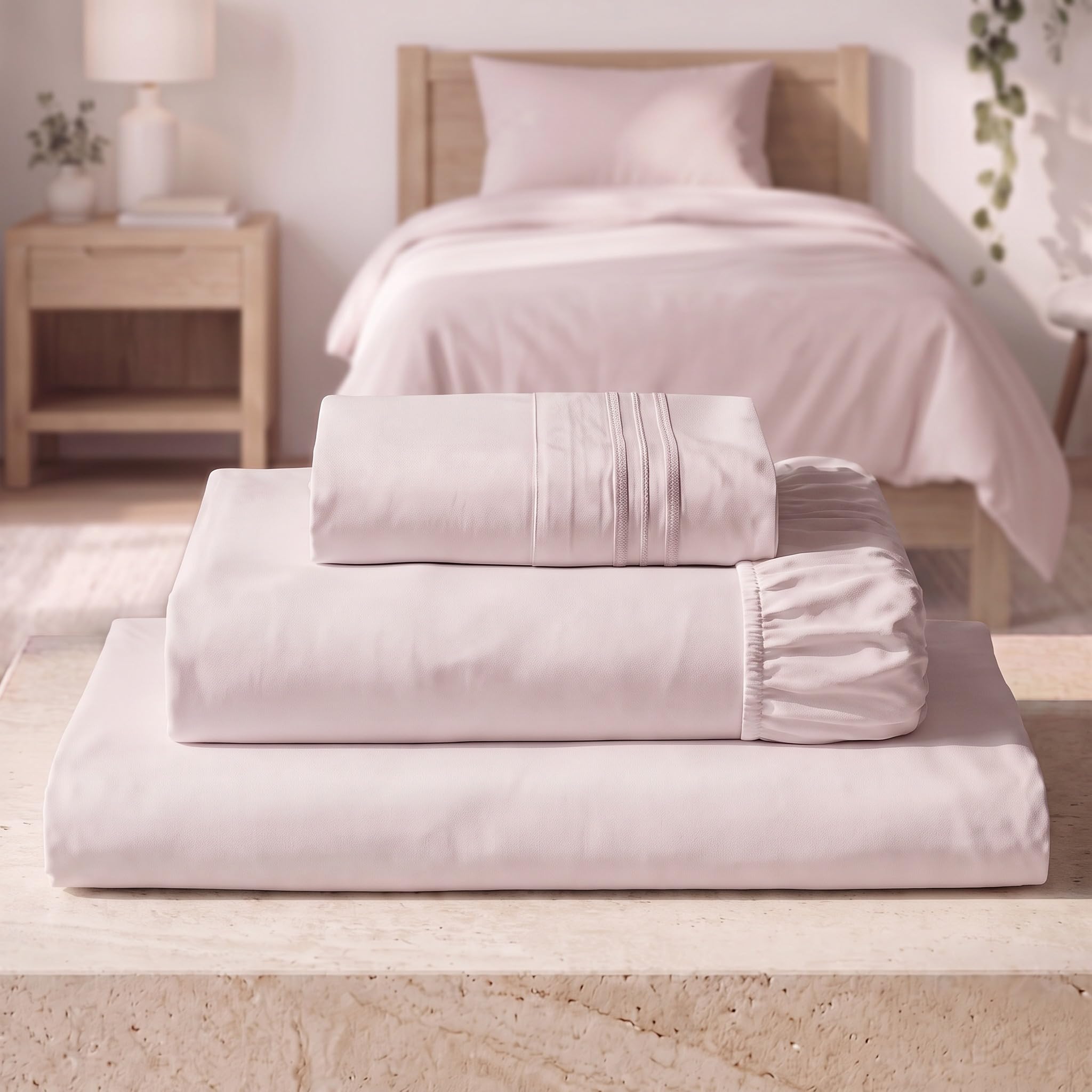 Mellanni Iconic 3-Piece, Ultra Soft Sheet Set (Twin, Blush Pink)