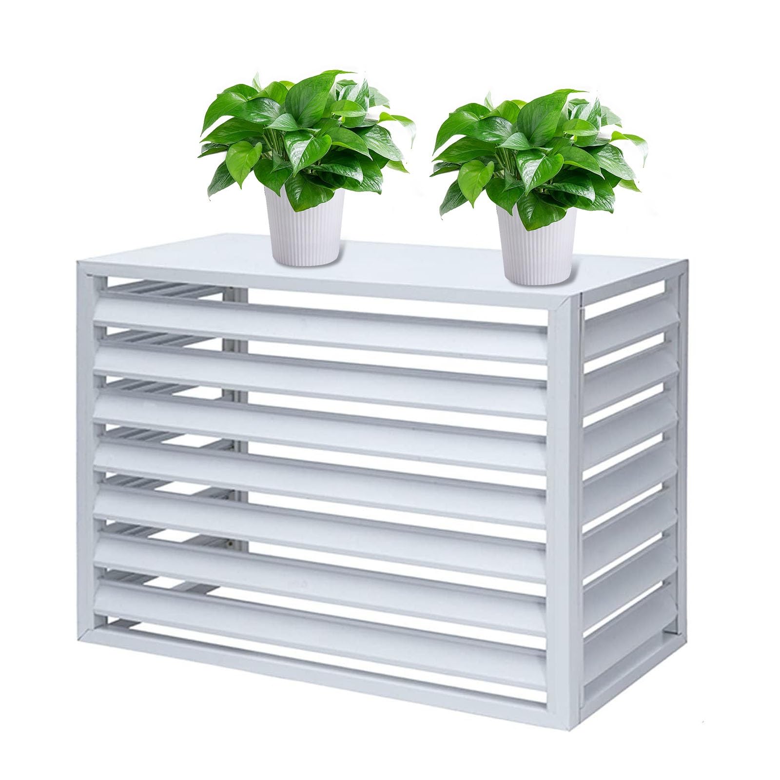 Aluminum Air Conditioner Fence Panels, Durable Condenser Protective Cover for Outdoor Privacy & AC Unit Concealment,White-110cm