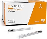 Vista 1 de BH Supplies Jeringas con Punta Luer Lock de 1ml (Sin Aguja) - Estériles, Envueltas Individualmente - 100 Jeringas