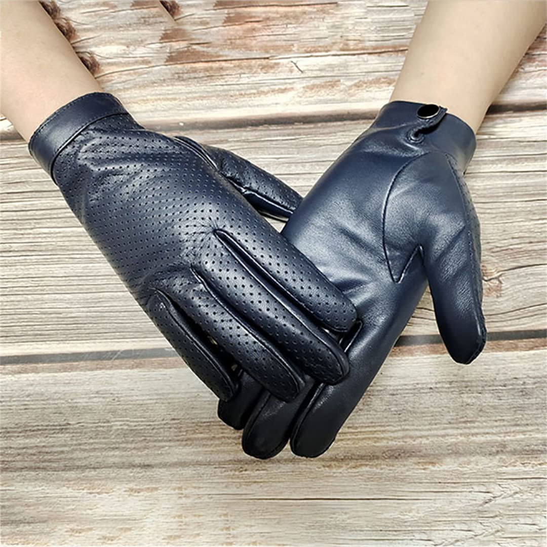 Guantes de conducción de cuero para hombre Guantes de conductor de motocicleta finos con pantalla táctil de cuero para hombre
