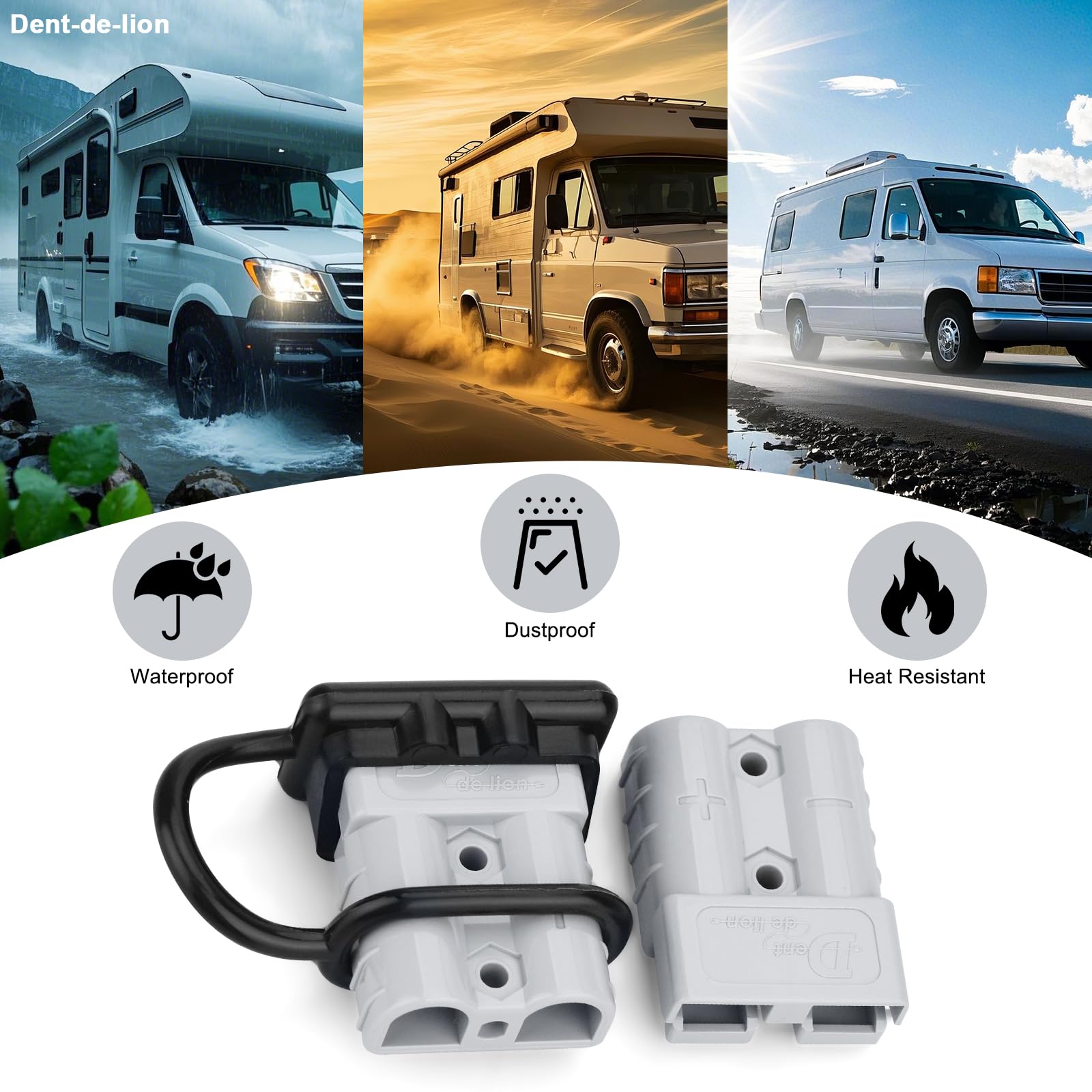 Conector de Batería,10 PCS 50A Conector de Batería AWG 6 Conexión Rápida Conectores Modulares de Batería Desconexión Rápida (Gris)