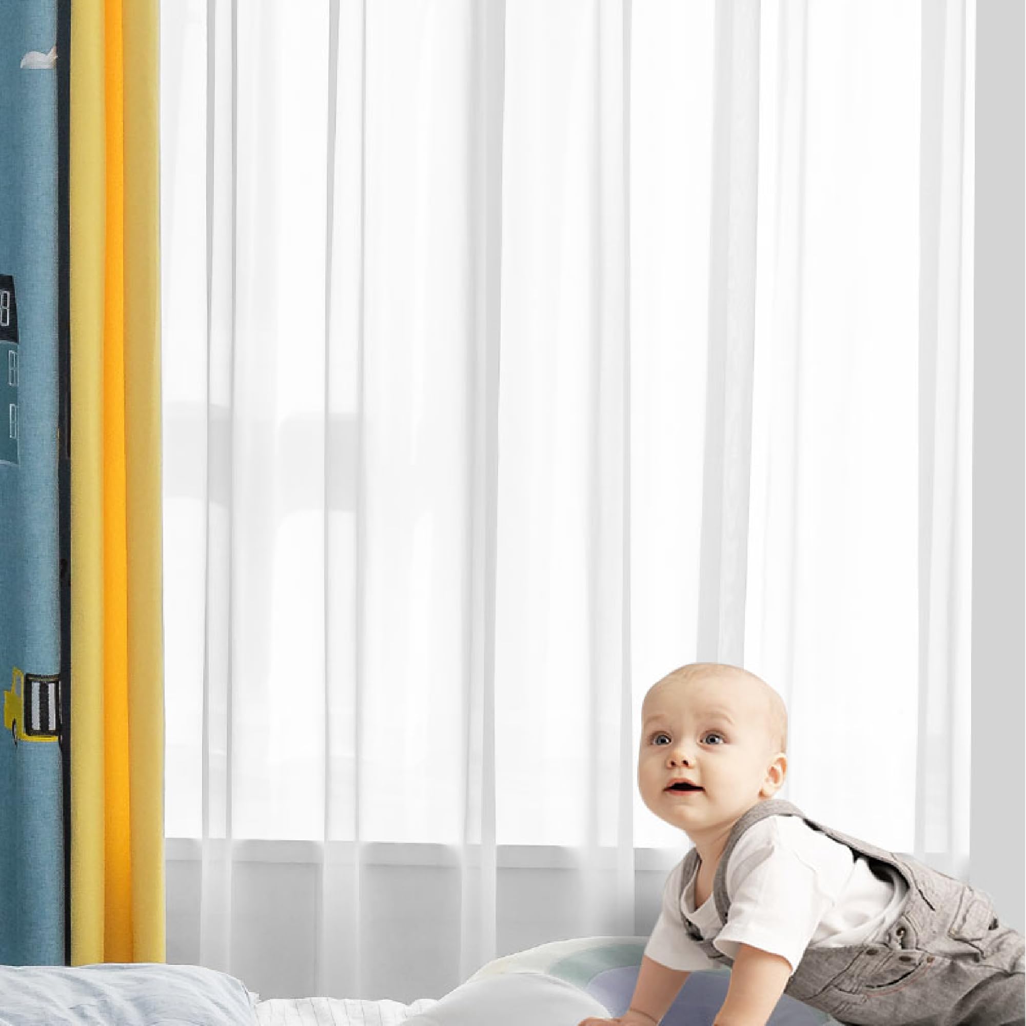 XIAOMEI Vorhänge Halbtransparent mit Ösen 240 x 340 cm Voile Polyester Transparent Transparente Voile Vorhänge mit Ösen für Wohnzimmer Schlafzimmer Mädchen Jugend Curtains, Weiß