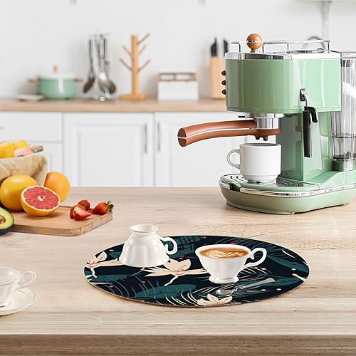 Miniatura 6 de 3 Pcs Heat Proof Trivet Botanical Floral White Green Pattern for Hot Dishes 15in Cotton Thread Weave Hot Pot Holders for Instant Pot Kitchen Aid