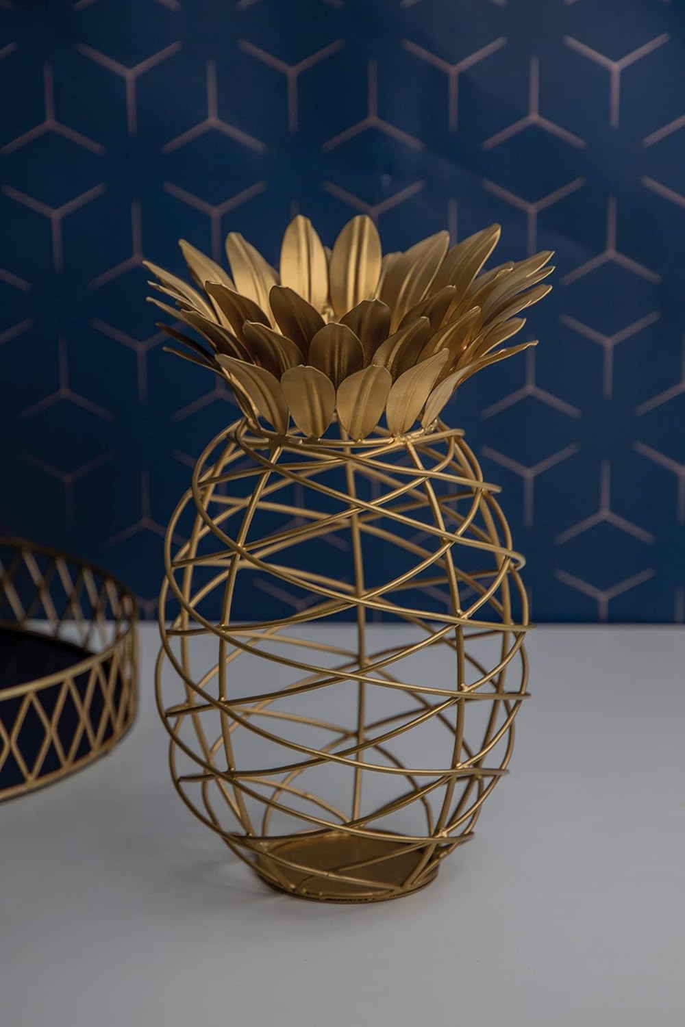 BarCraft BCCORKHOLDER Wine Cork Collector, Pineapple Shaped, Metal, Gold Coloured, 20 x 28cm