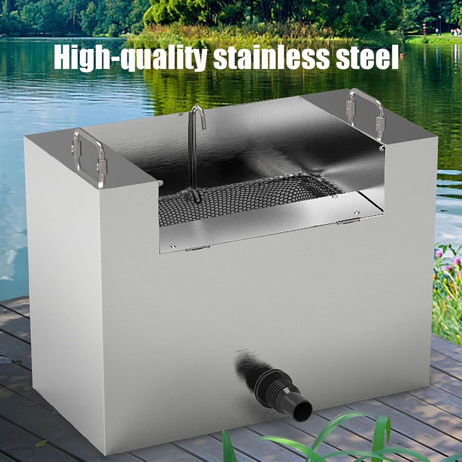 Espumador de estanque de acero inoxidable, colector de desechos multiusos, bomba de alto flujo limpiador automático para estanques de peces y piscinas, herramienta reductora de lodo resistente
