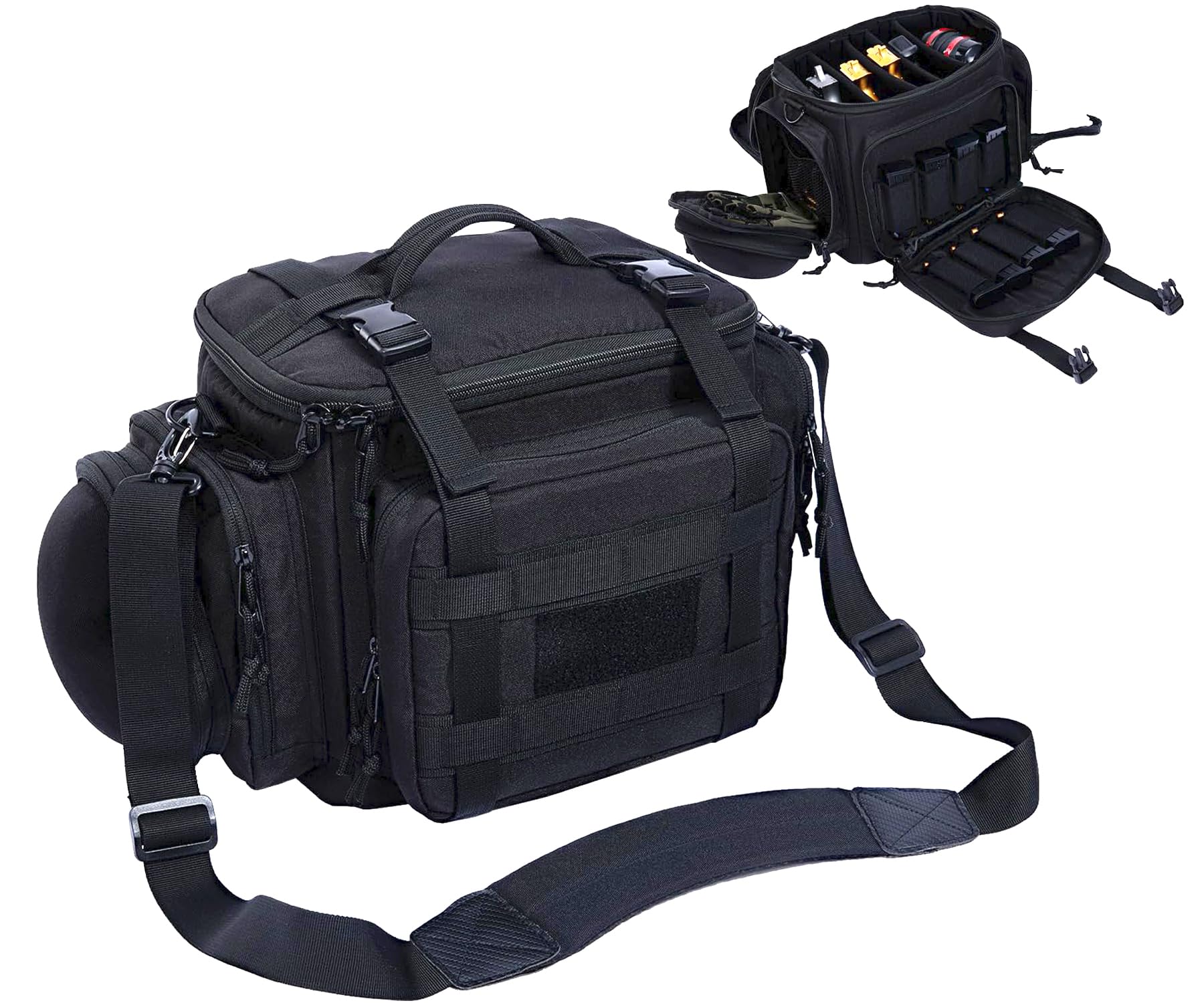 Pistol Bag Tactical Gun Range Bag Deluxe Pistol Shooting Range Duffle Bags with 16 Magazine slots for 4 Pistols