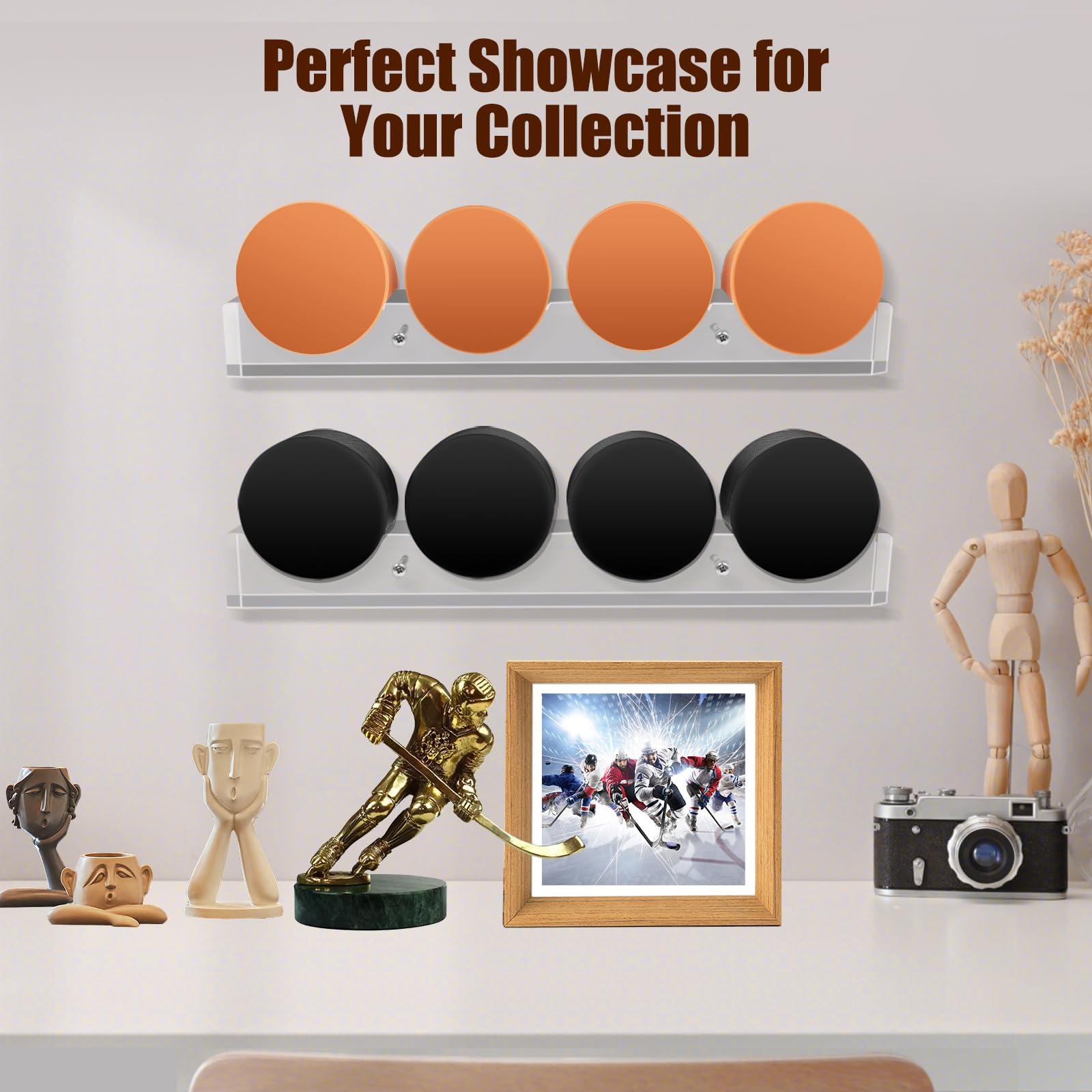 Puck Rack Snapklik.com : Hockey Puck Display Wall Mount 2PCS,Clear Hockey Puck ...
