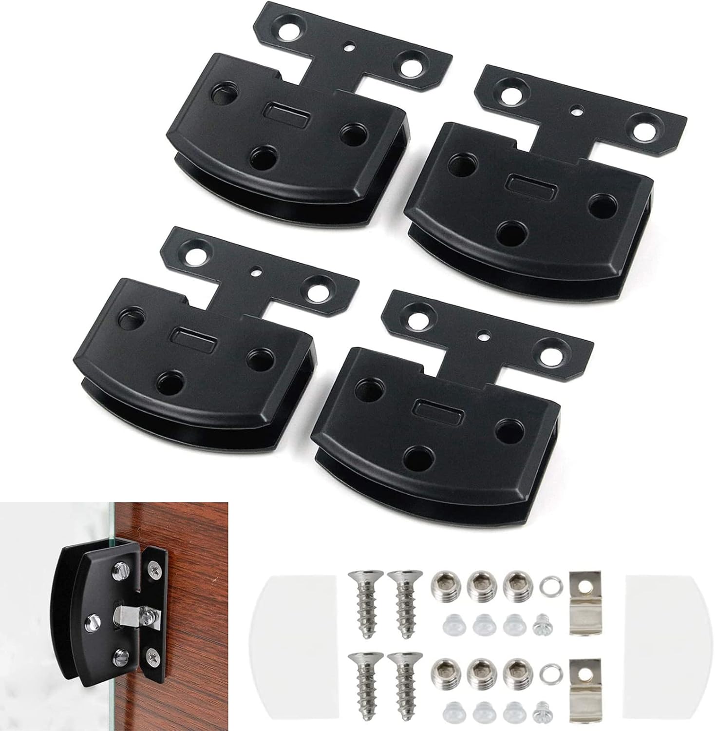 4 Pcs Glass Doors Hinge Cupboard Showcase Wine Cabinet Clamp Ambry Gate Hinges Replacement Parts