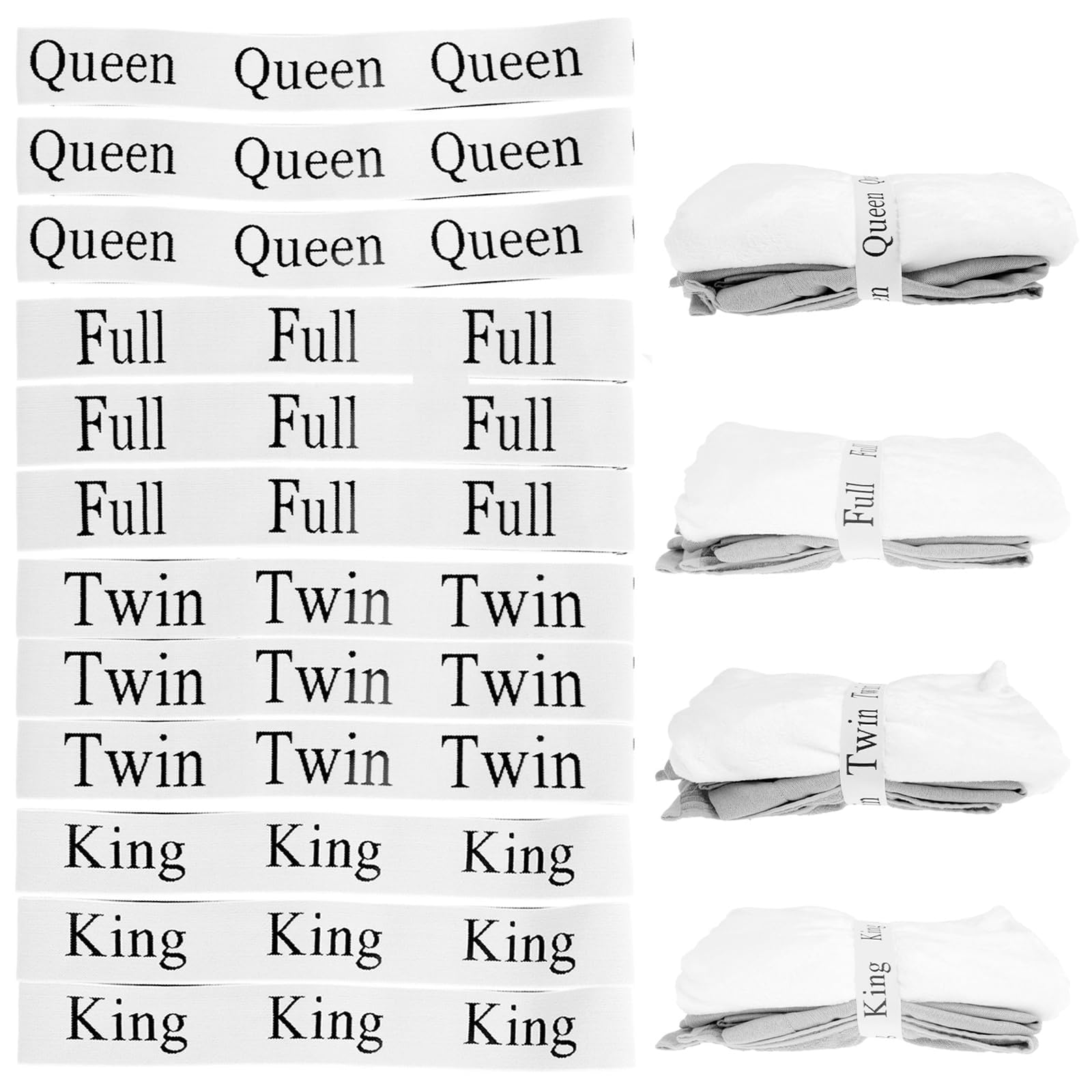 Glvyou 12PCS Bed Sheet Organizer Bands Elastic Polyester Bed Sheet Storage Sheet Keepers Full Twin Queen Label Fastener Storage Labels Bedding Bands for Foldable Bedsheet Pillow Case