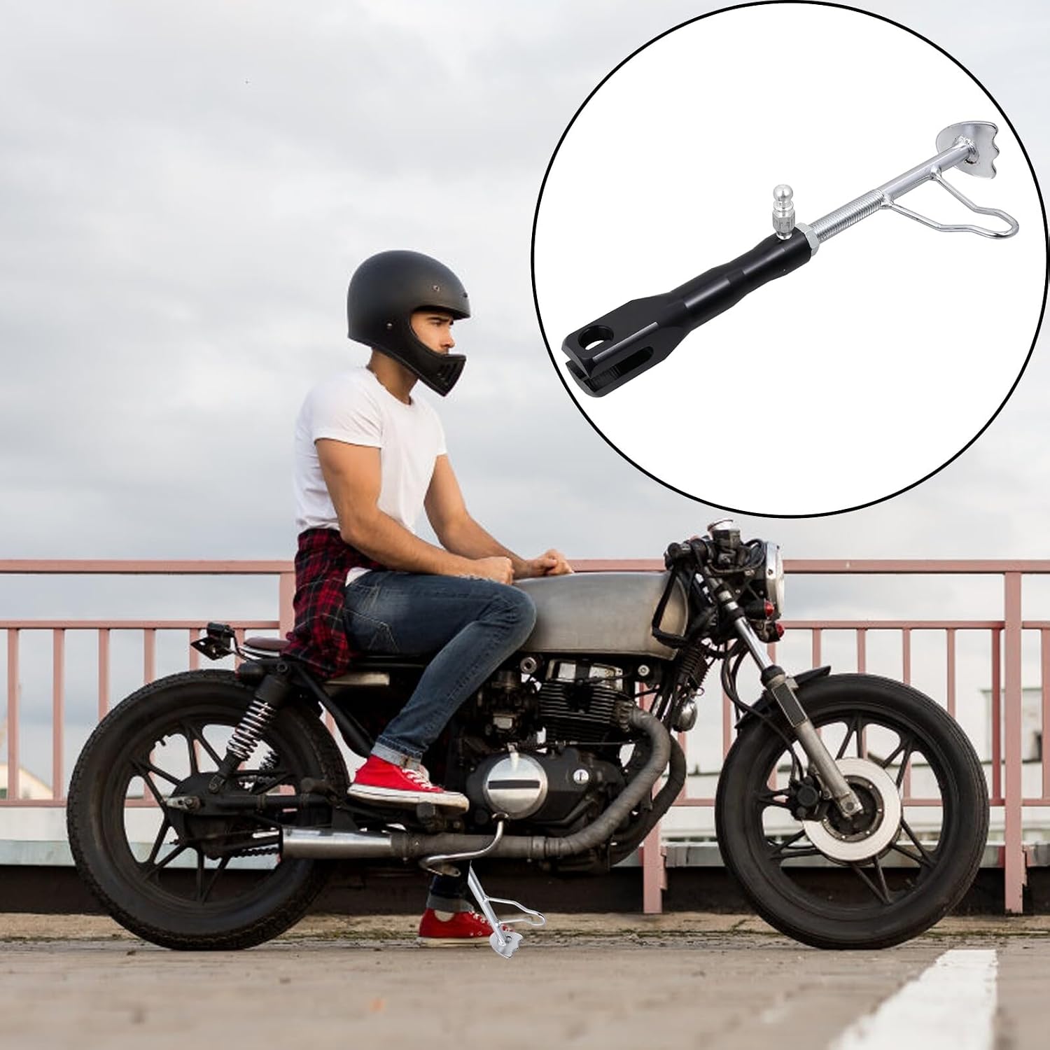 Alipis Adjustable Motorcycle Kickstand Footrest Non-slip Stand Bracket for Electric Vehicle Motorbike High Temperature Resistant Side Support Rack for Stable Parking Uneven Ground