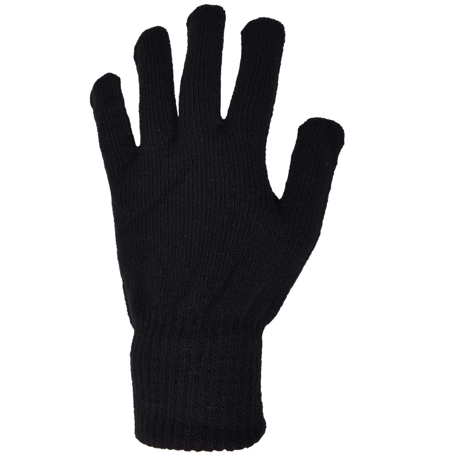 True Face Mens Womens Gloves Adults Magic Mittens Stretch Winter Warm Soft Regular Fit (1 Pack Black - RS223, One Size)