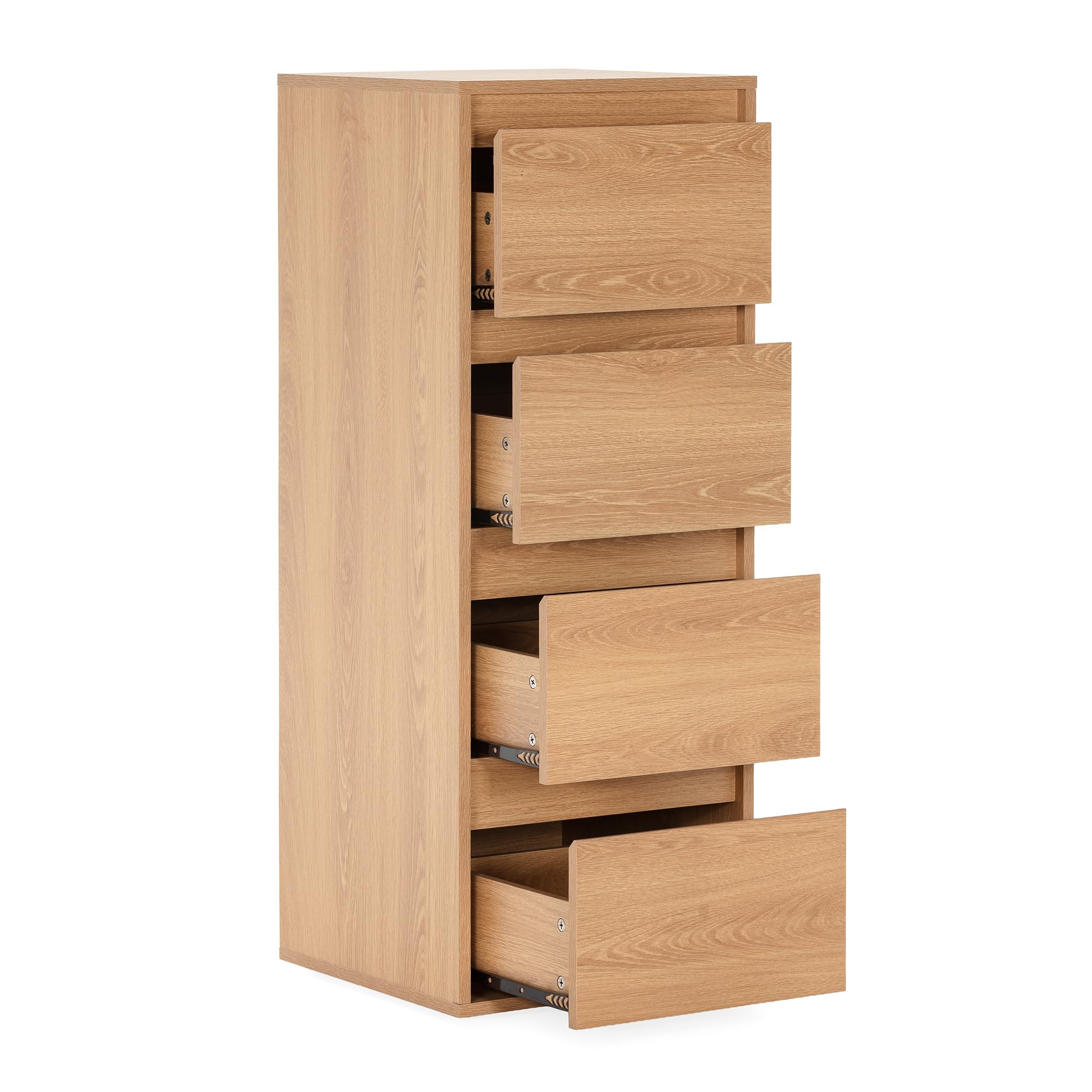 HOMN LIVING Cómoda Alta Tori 4 cajones Color Roble, 40 cm (Ancho) 40 cm (Profundo) 105 cm (Altura)