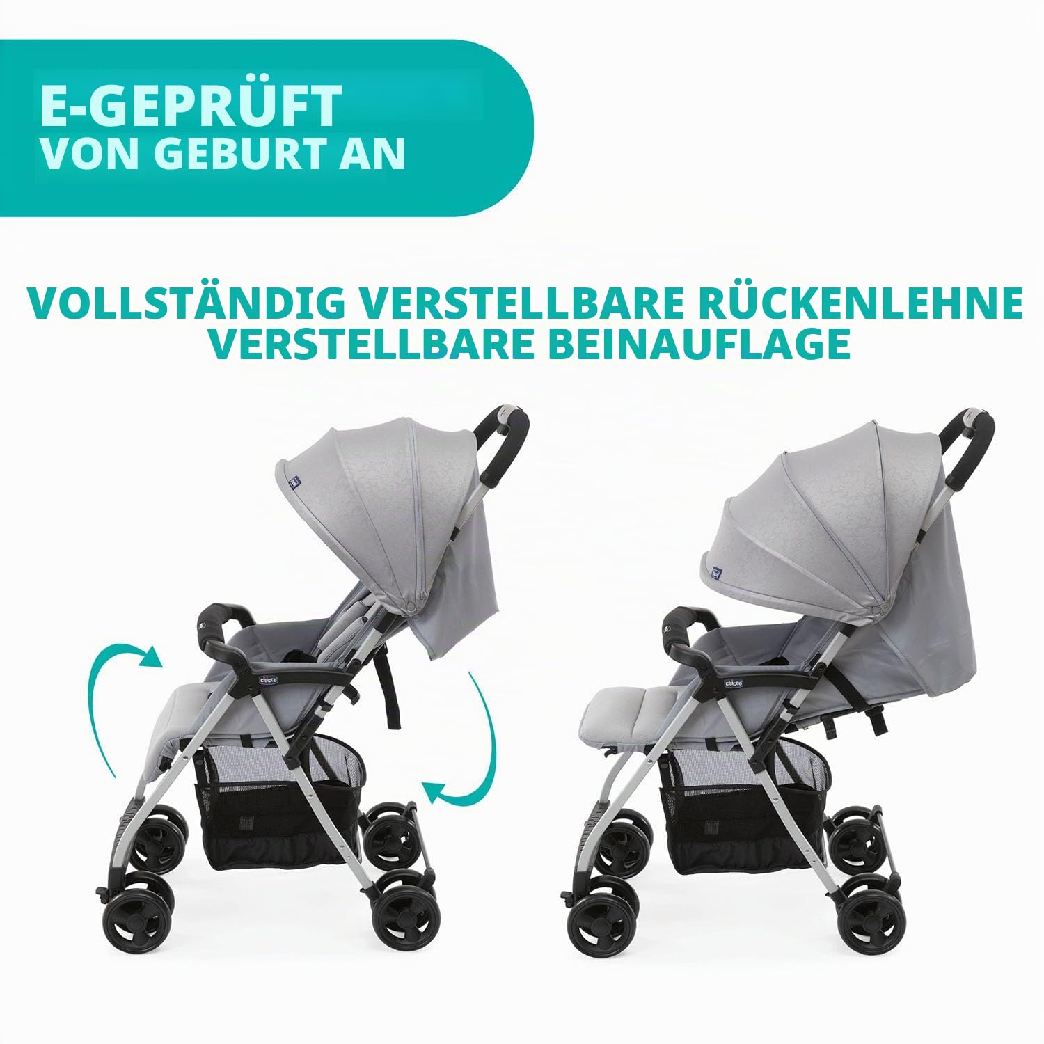 Chicco OHlalà 3 Ultra-Leichtgewicht Kinderwagen von Geburt bis 15 kg, Liege- und Faltbuggy mit großem Einkaufskorb, Kompakt, Regenschutz und Ausziehbares Verdeck