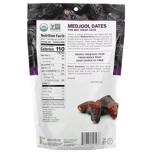Miniatura 2 de Made In Nature  Dátiles orgánicos Medjool  Sin OMG, sin sulfatar  16 onzas (paquete de 1)