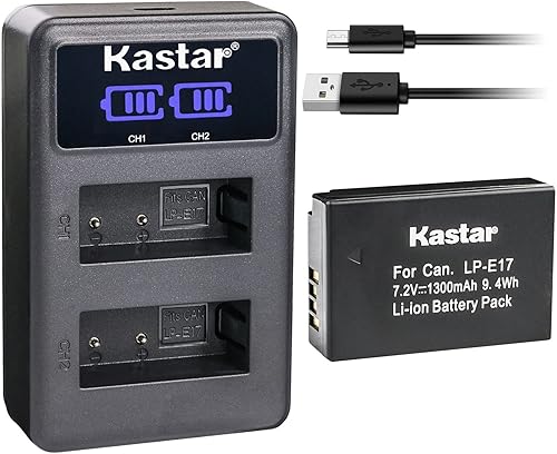 Miniatura 10 de Kastar LP-E17 LED2 Cargador de batería USB compatible con Canon LP-E17 LPE17, LP-E17H LPE17H, LP-E17HF LPE17HF, batería 9967B02, Canon BG-E18,