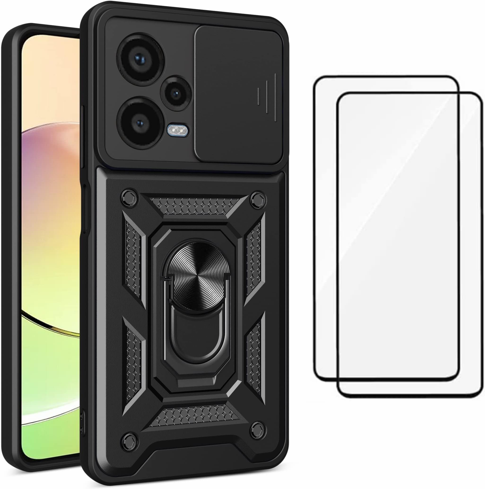 ESTH® Coque Pour Xiaomi Poco F5 5G Avec Lentille Coulissante Couverture