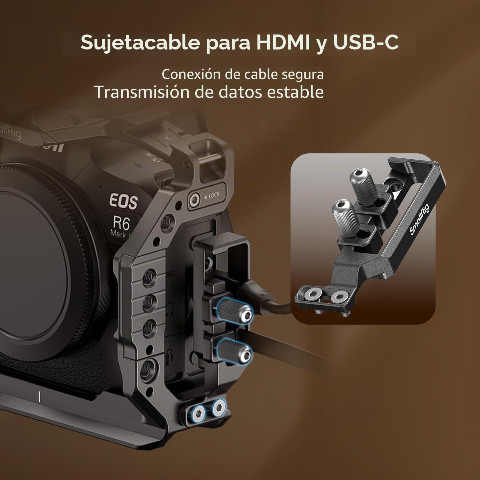 SMALLRIG R6 II Kit de Cage para cámara para Canon R6 Mark II, Jaula Completa con Asa Superior y Abrazadera para Cable, Zapatas Frías Integradas y Rieles NATO - 5197