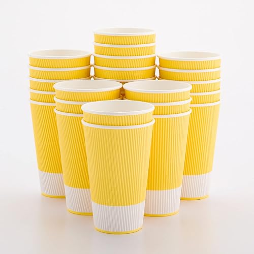 Vista 107 de Vasos de café de papel aislado de pared corrugada, 8 oz, Anaranjado