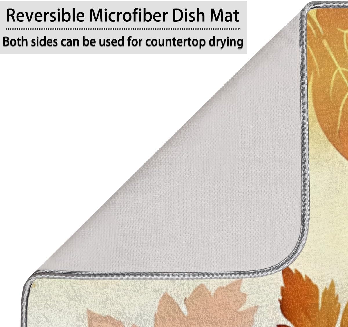 Sunflower Pumpkin Fall Dish Drying Mat for Kitchen Counter Thanksgiving Maple Leaves Autumn Absorbent Drying Pad Countertop Dishes Drainer Mats Washable Coffee Bar Mats 18x24 Inch
